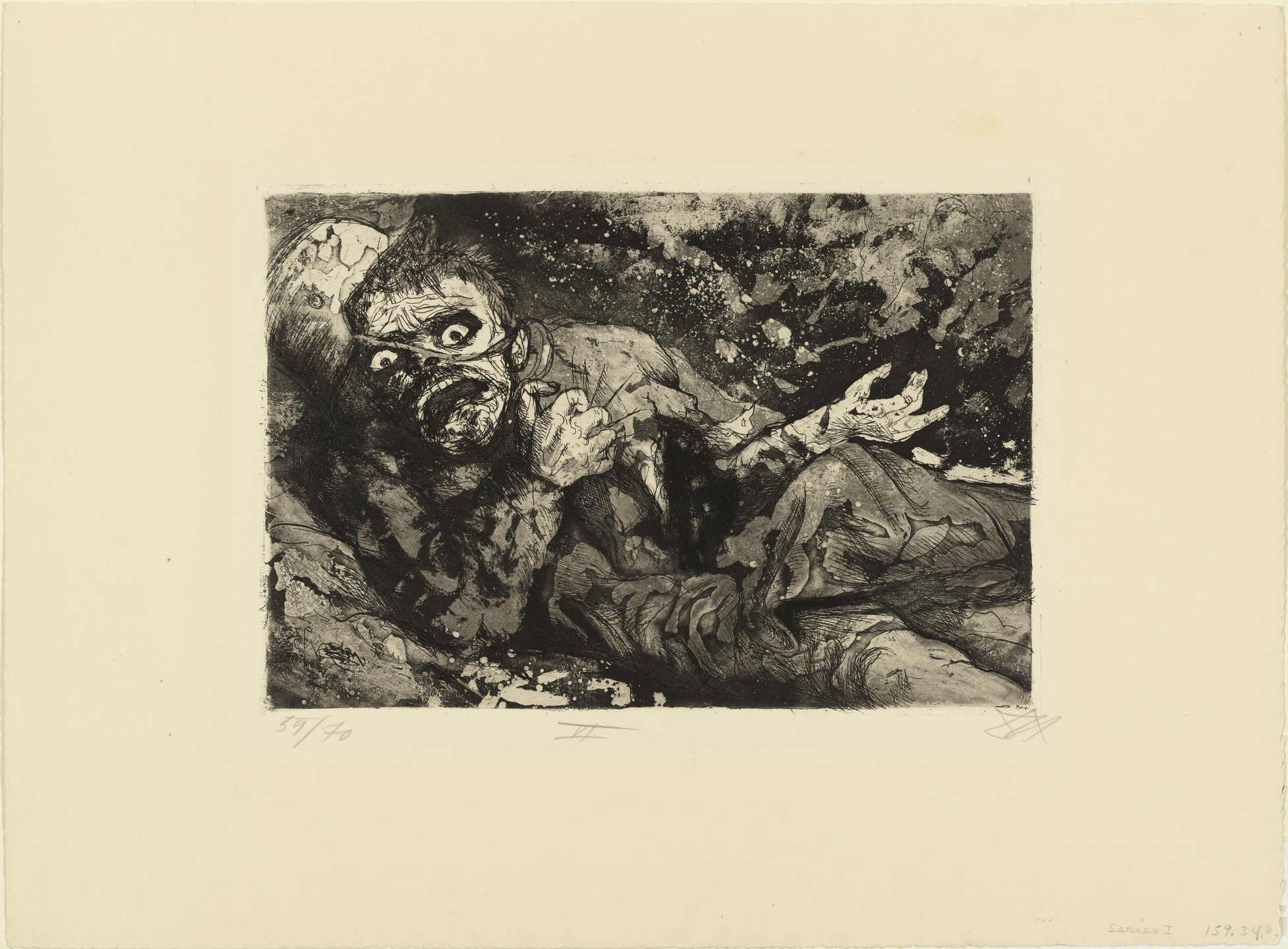 Otto Dix. Wounded Man (Autumn 1916, Bapaume) (Verwundeter [Herbst 1916, Bapaume]) from The War (Der Krieg). 1924