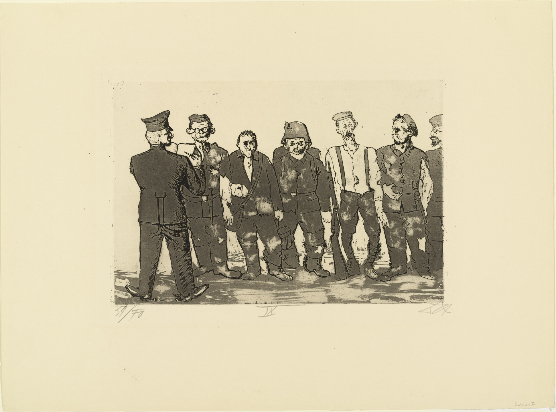 Otto Dix. Roll Call of Returning Troops (Appell der Zurückgekehrten) from The War (Der Krieg). (1924)