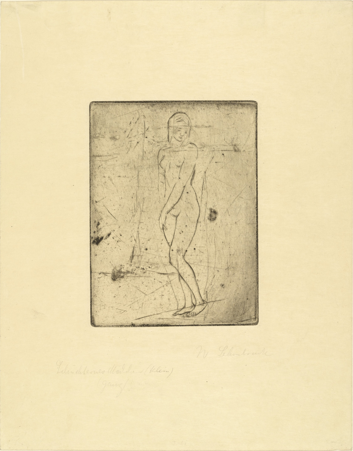 Wilhelm Lehmbruck. Contemplative Girl (small, full) [Sinnendes Mädchen (klein, ganz)]. (1911)