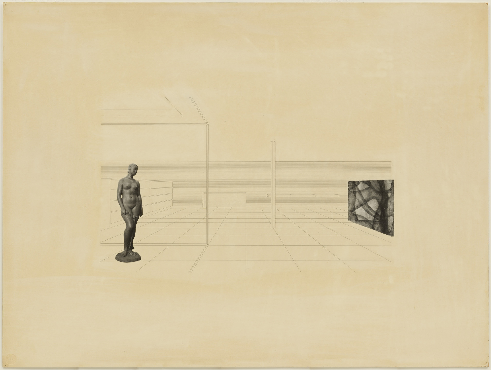 Ludwig Mies van der Rohe. Row House with Interior Court project (Interior perspective). after 1938