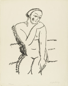 Seated Female Nude (With Right Hand on the Left Shoulder) (Sitzender weiblicher Dreiviertelakt (die rechte Hand auf der linken Schulter))