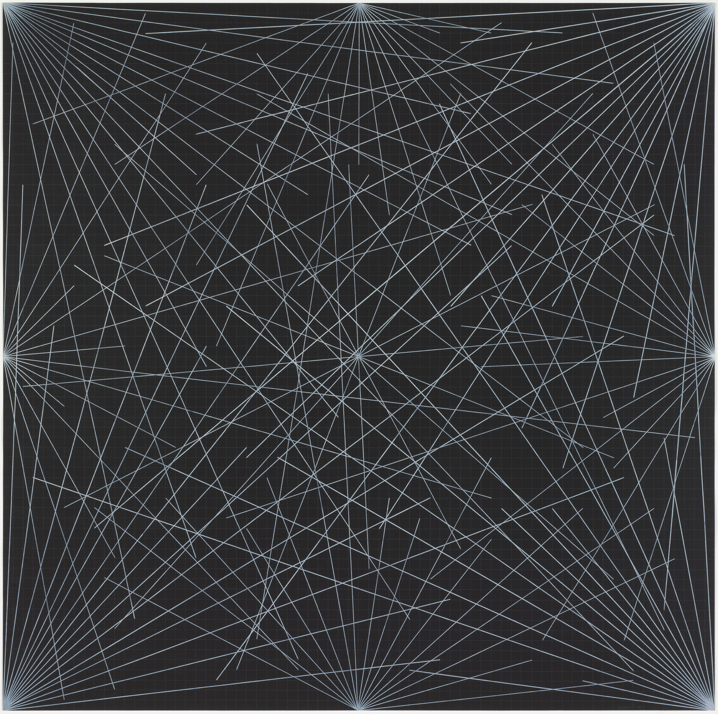 Sol LeWitt. Lines from Corners, Sides &amp; The Center, To Points on a Grid (Black). 1977