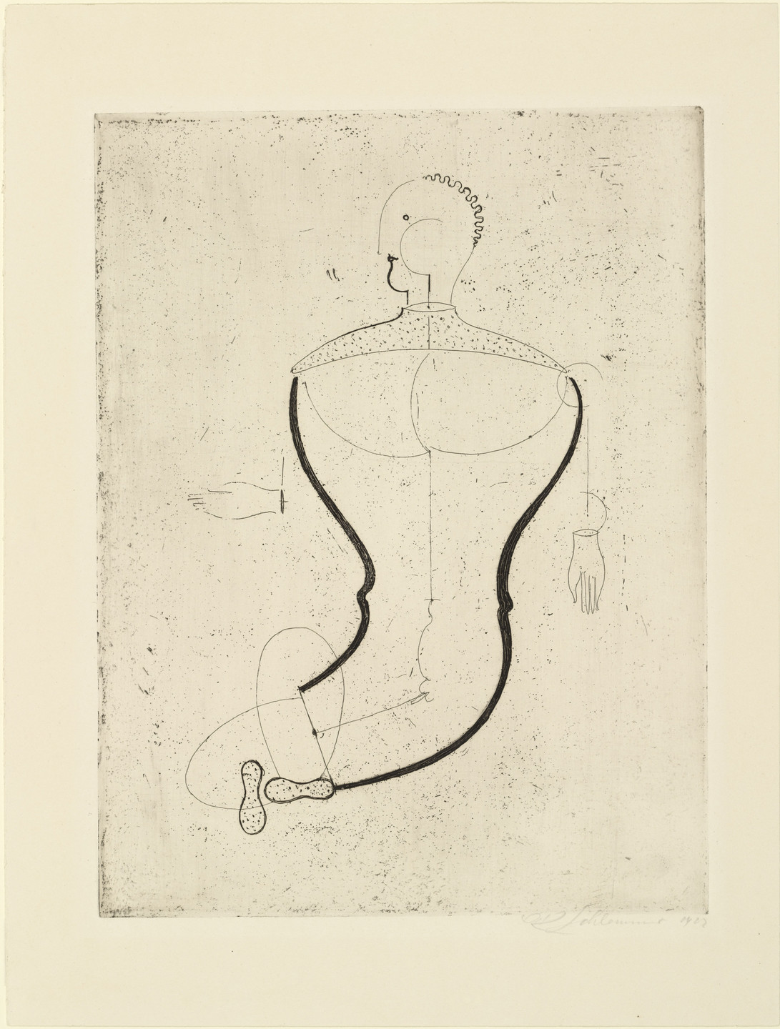Oskar Schlemmer. Abstract Figure, Facing Left: Figure S (Abstrakte Figur, nach links: Figur S) from Masters' Portfolio of the Staatliches Bauhaus (Meistermappe des Staatlichen Bauhauses). 1922 (published 1923)