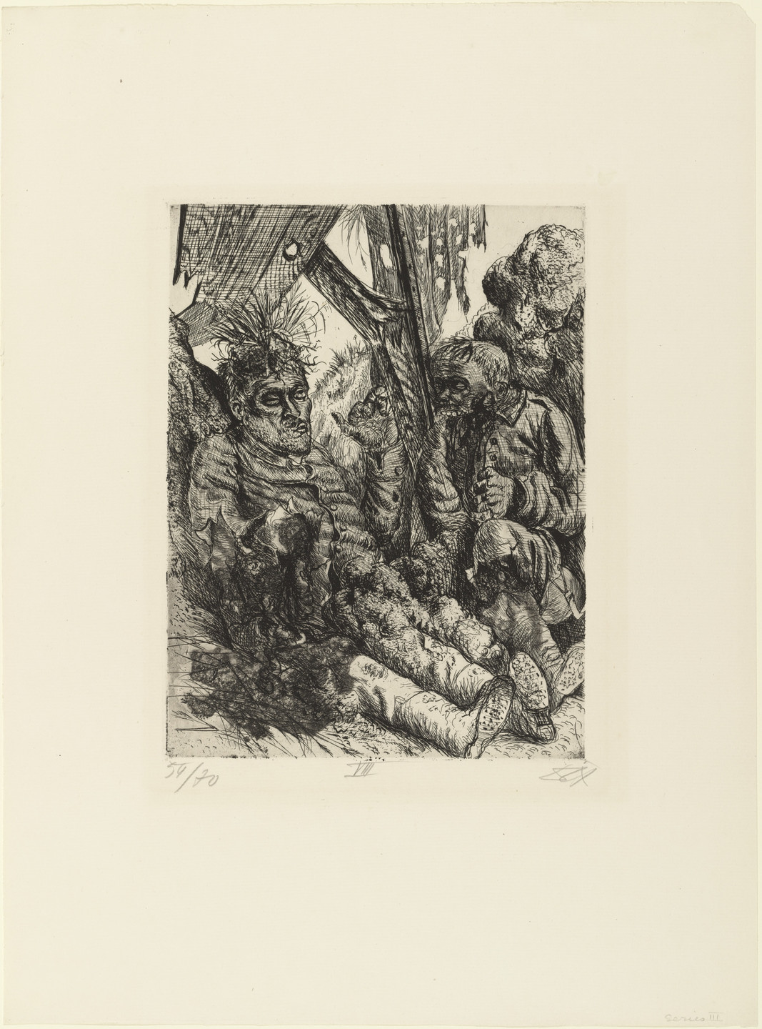 Otto Dix. _Seen on the Escarpment at Cléry-sur-Somme (Gesehen am Steilhang von Cléry-sur-Somme) _ from The War (Der Krieg). (1924)