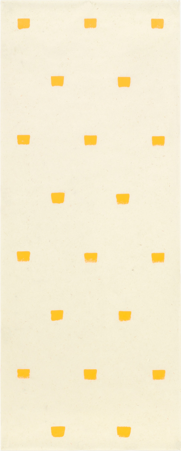 Niele Toroni. Carta giapponese con giallo. 1992