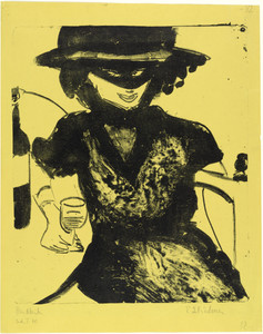Gerty with Mask and Wineglass (Gerty mit Maske und Weinglas)