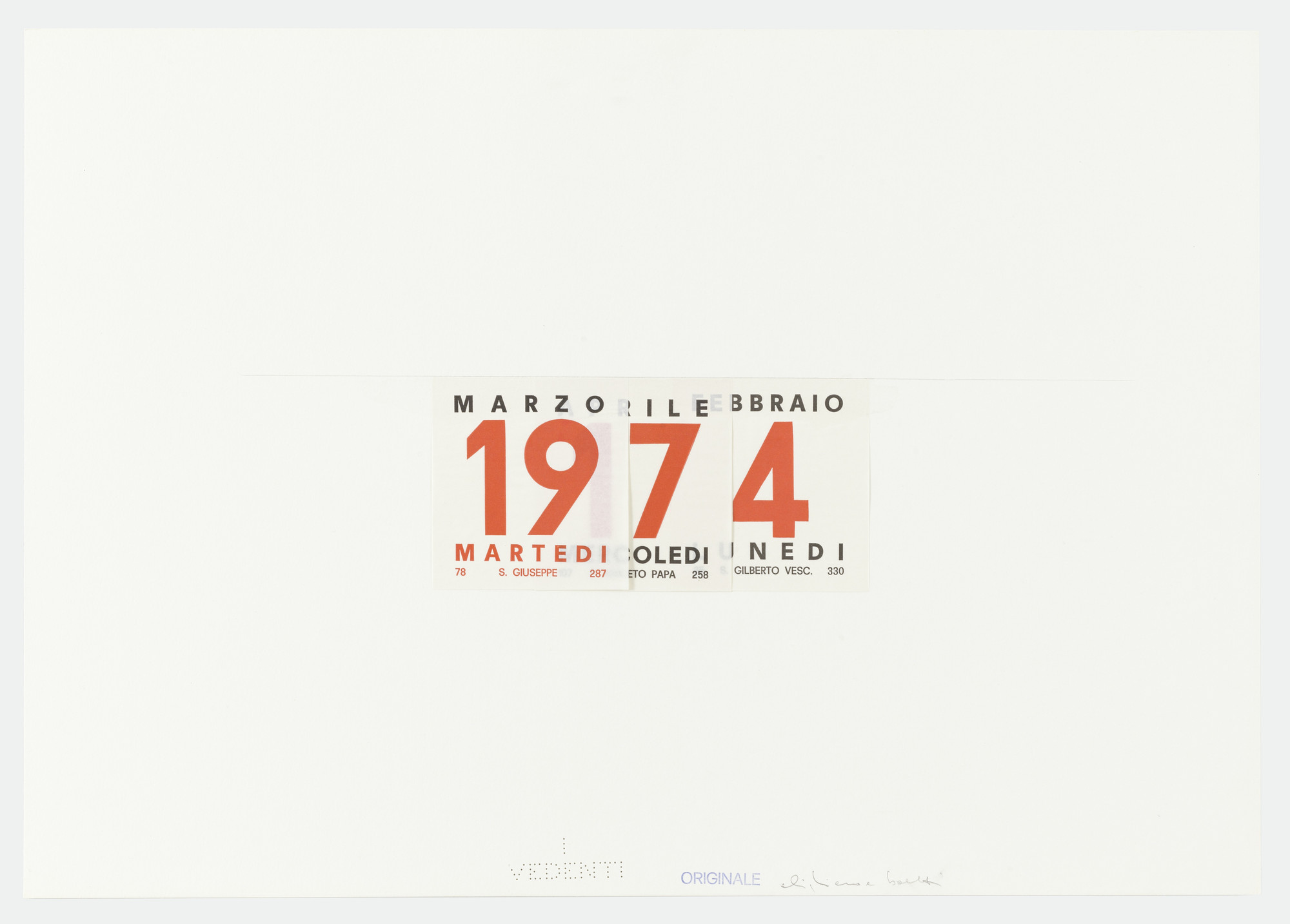 Alighiero Boetti. Calendario. 1974
