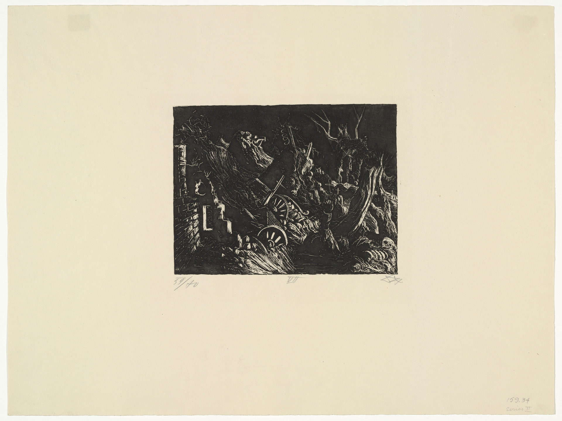 Otto Dix. Flare Illuminates the Monacu-ferme (Leuchtkugel erhellt die Monacu-ferme) from The War (Der Krieg). 1924