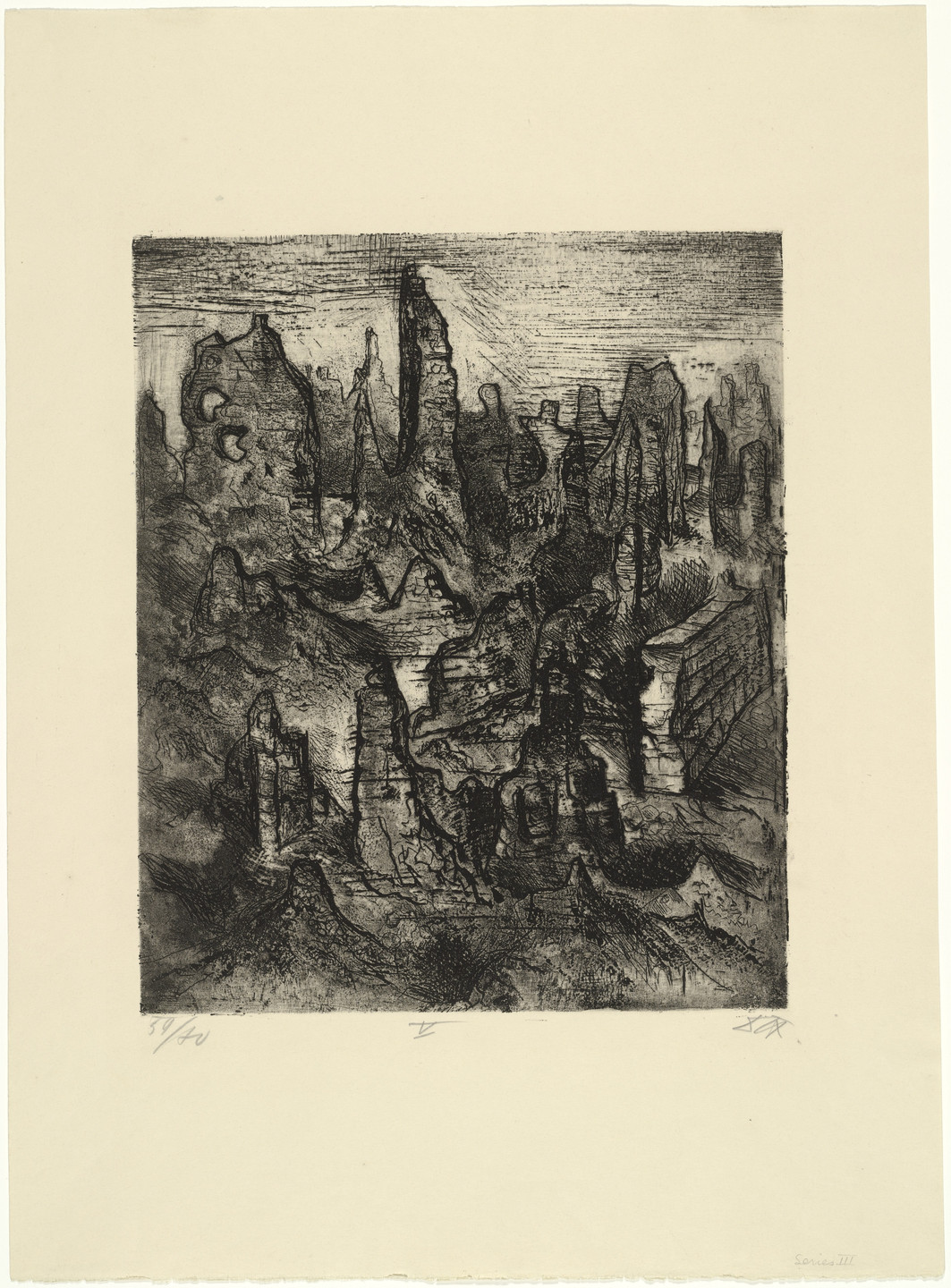 Otto Dix. The Ruins of Langemarck (Die Trümmer von Langemarck) from The War (Der Krieg). 1924