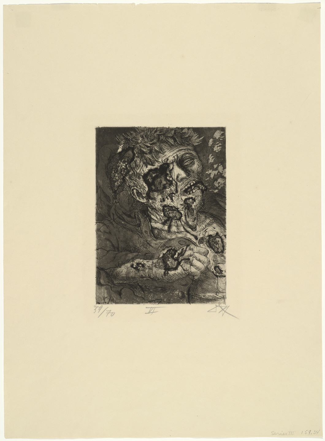 Otto Dix. Dying Soldier (Sterbender Soldat) from The War (Der Krieg). 1924