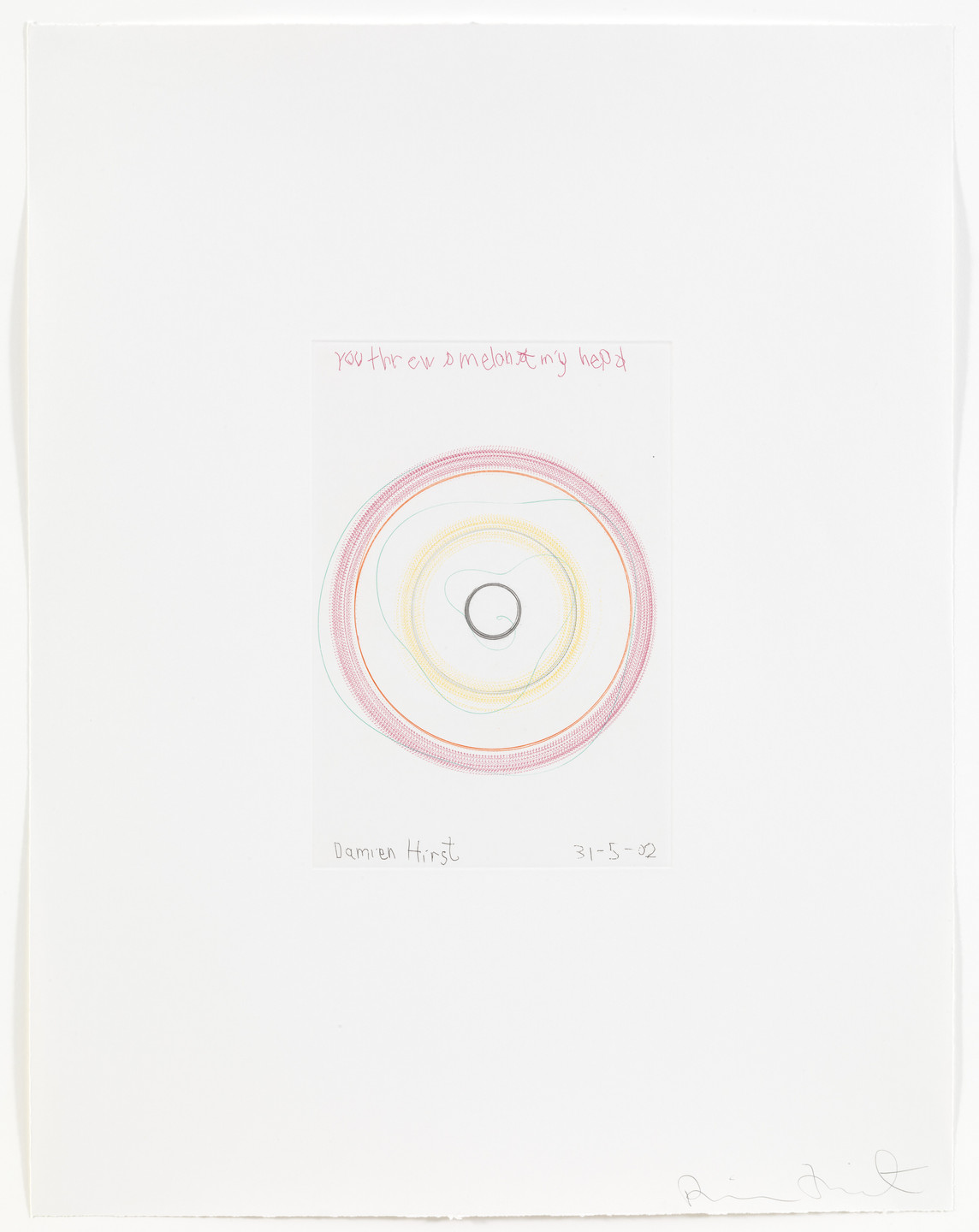 Damien Hirst. You threw a melon at my head from In a Spin, the Action of the World on Things, Volume 1. 2002