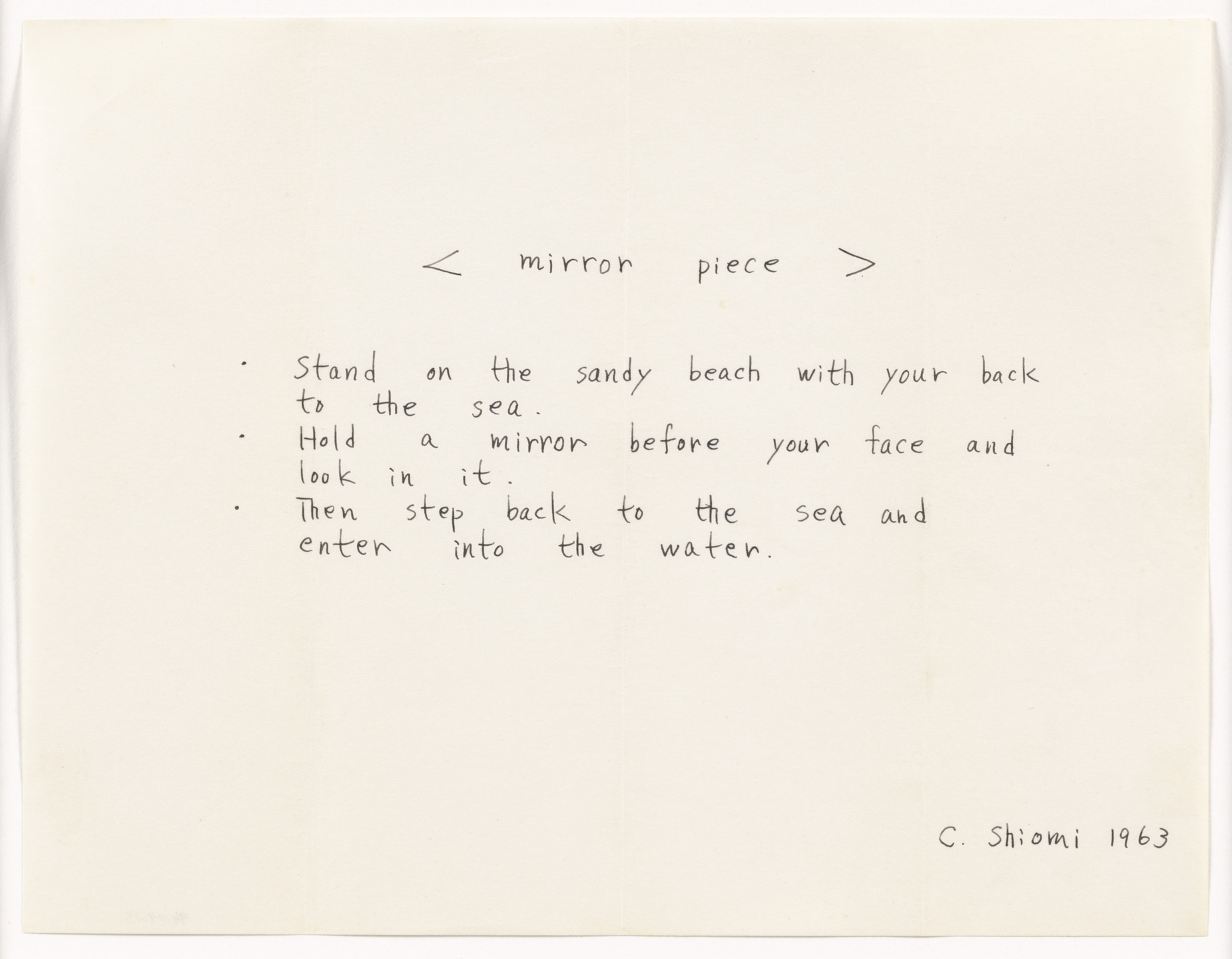 Mieko Shiomi. &lt; mirror piece &gt;. 1963