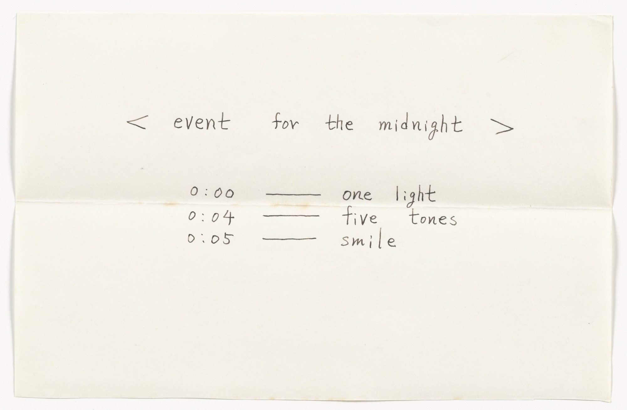 Mieko Shiomi. &lt; event for the midnight &gt;. 1963