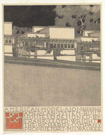Frank Lloyd Wright. American System-Built Houses for The Richards Company project (Exterior perspective of model A101). 1915–1917