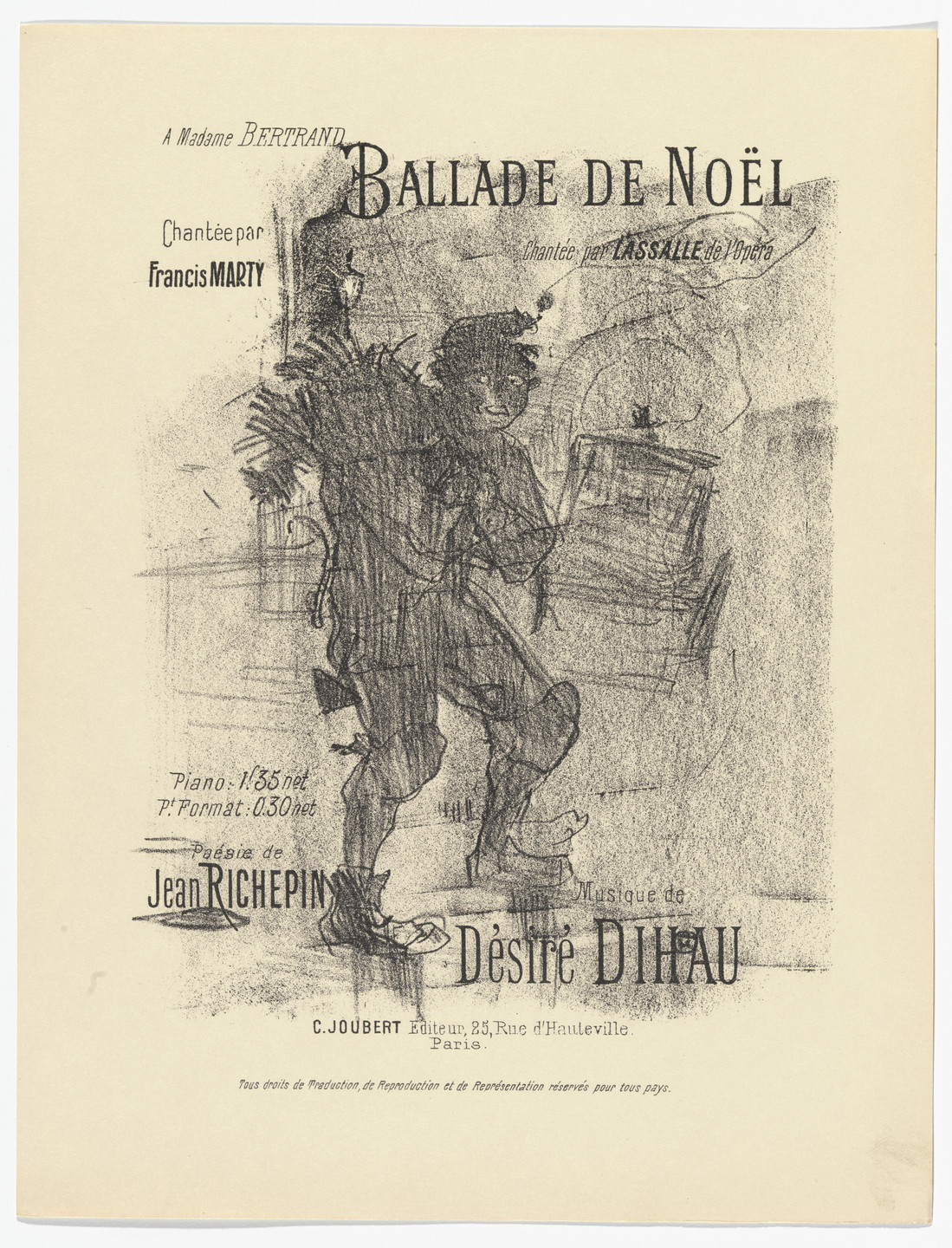 Henri de Toulouse-Lautrec. Christmas Ballad (Ballade de Noël) from Quatorze lithographies originales (Mélodies de Désiré Dihau). 1895, published 1935