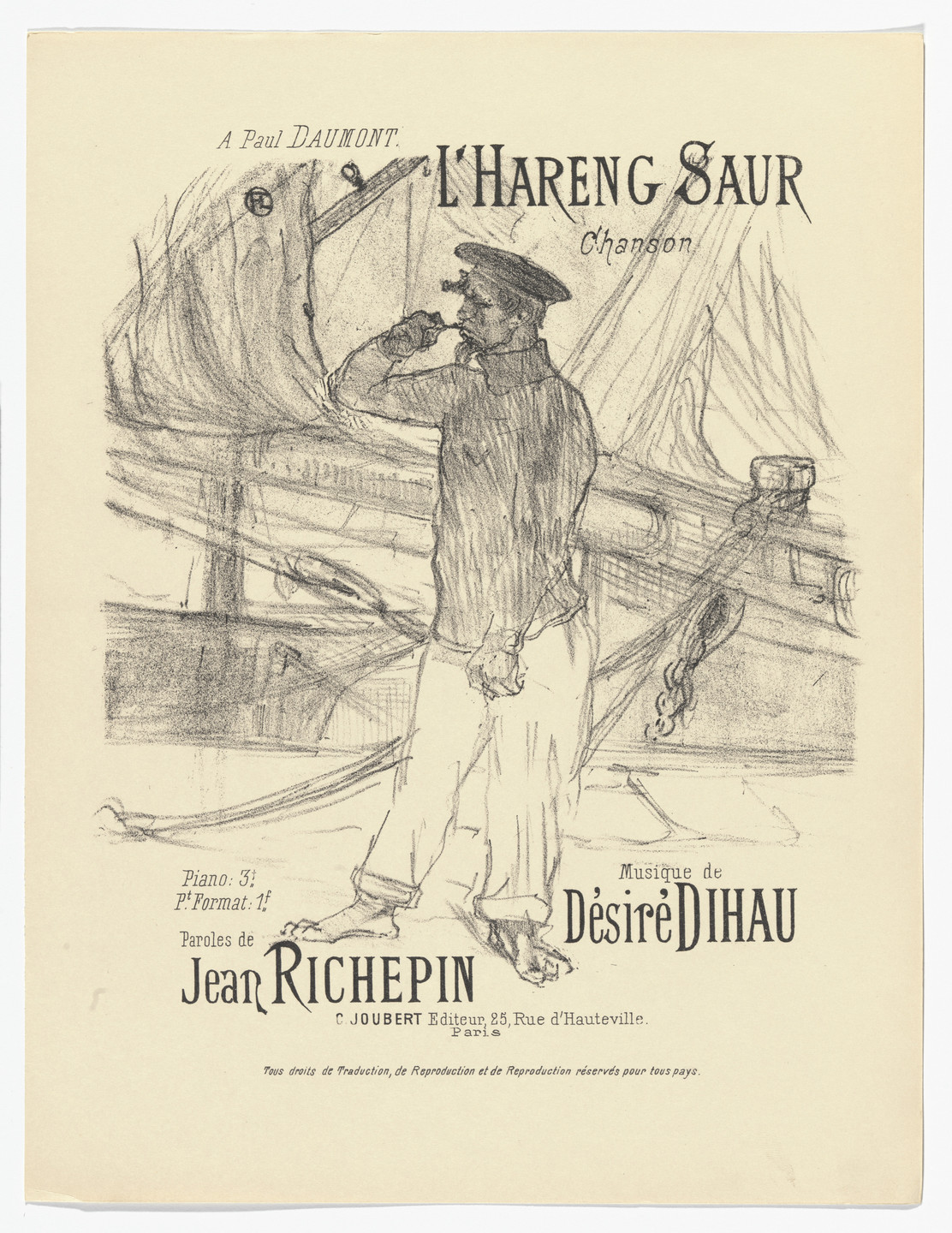 Henri de Toulouse-Lautrec. The Red Herring (L&#39;Hareng saur) from Quatorze lithographies originales (Mélodies de Désiré Dihau). 1895, published 1935