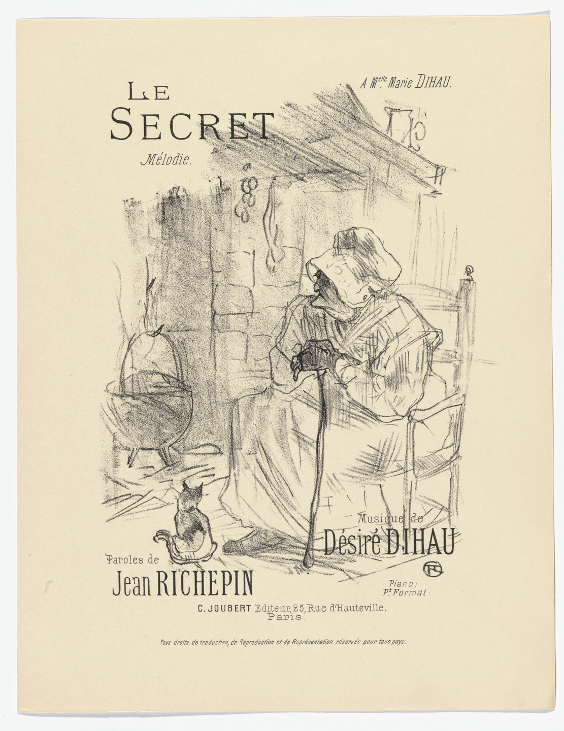 Henri de Toulouse-Lautrec. The Secret (Le secret) from Quatorze lithographies originales (Mélodies de Désiré Dihau). 1895, published 1935