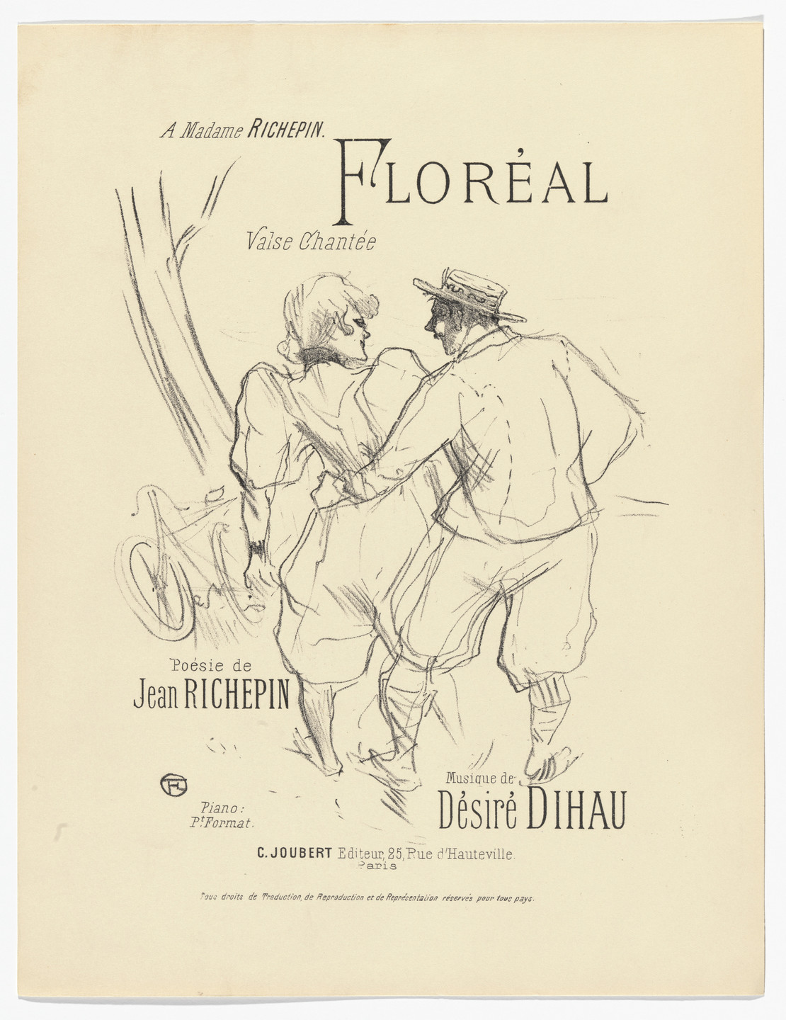 Henri de Toulouse-Lautrec. Floréal from Quatorze lithographies originales (Mélodies de Désiré Dihau). 1895, published 1935