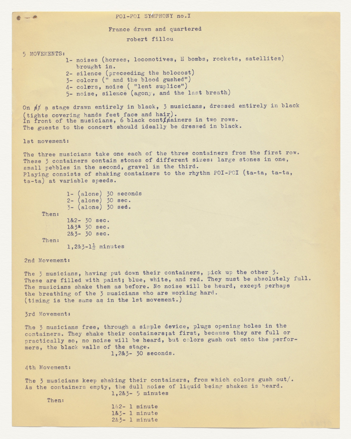 Robert Filliou. Poi-Poi Symphony no. I. c. 1962