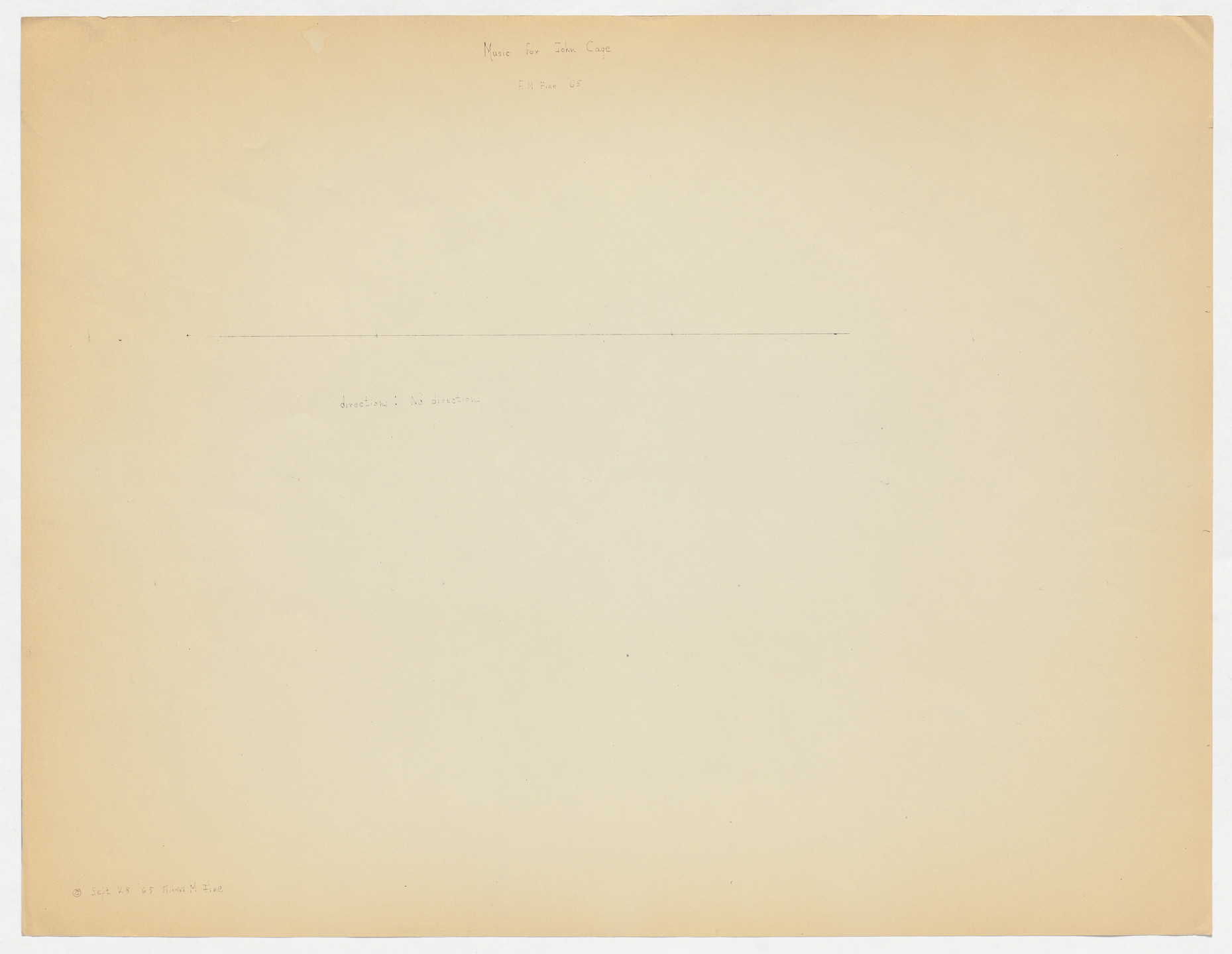 Albert M. Fine. Music for John Cage. 1965