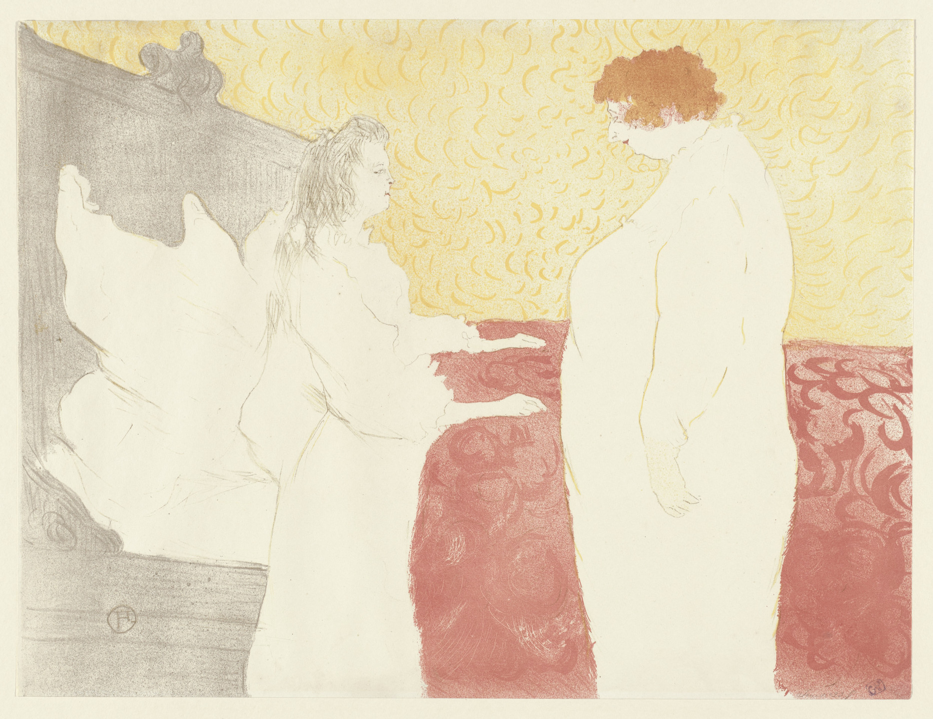 Henri de Toulouse-Lautrec. Woman in Bed, Profile, Awakening (Femme au lit, profil, Au petit lever) from Elles. 1896