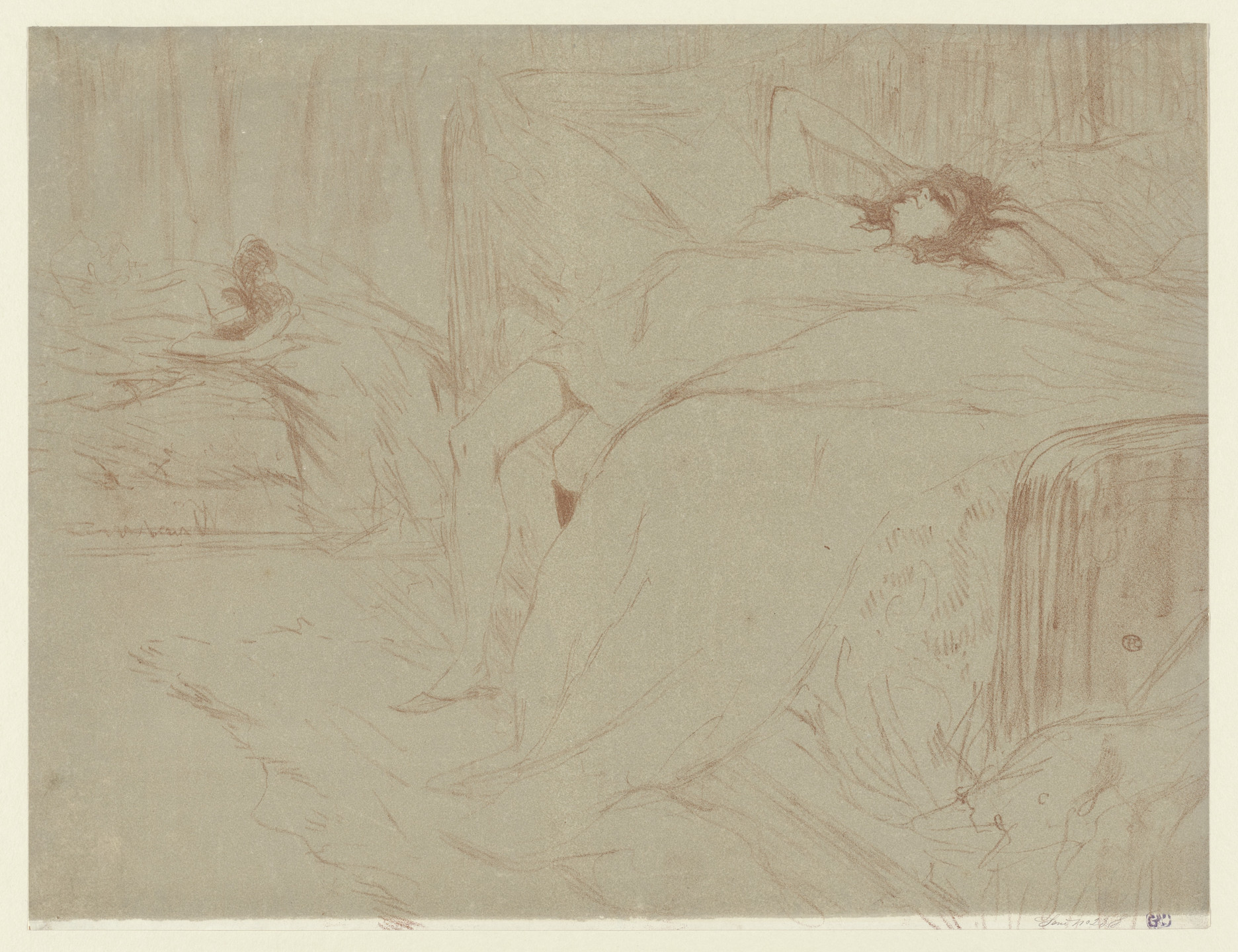 Henri de Toulouse-Lautrec. Reclining Woman, Lassitude (Femme sur le dos, Lassitude) from Elles. 1896