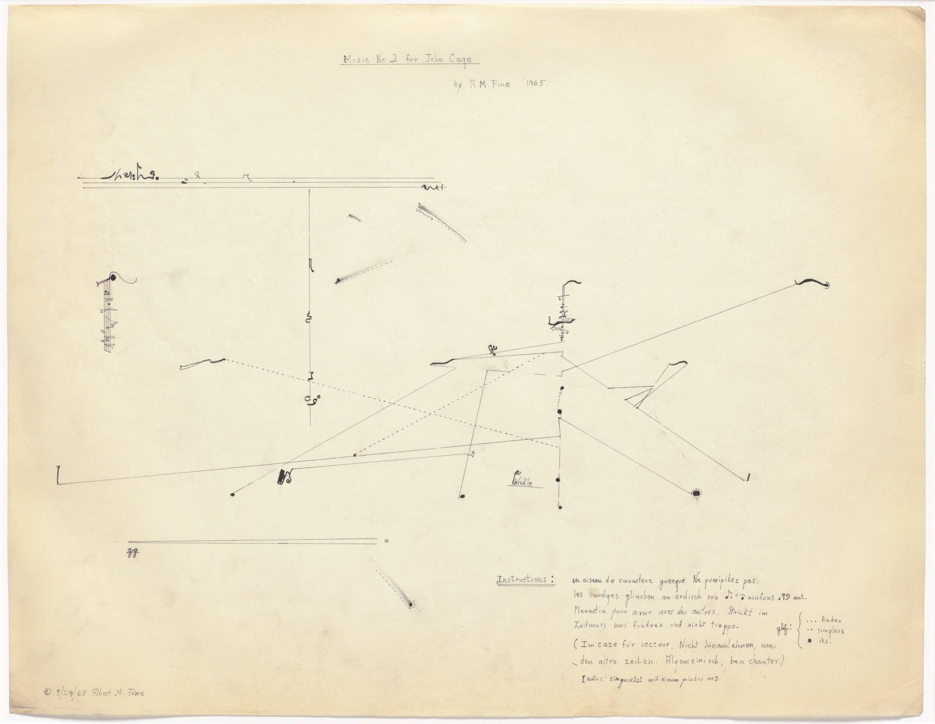 Albert M. Fine. Music No. 2 for John Cage. 1965