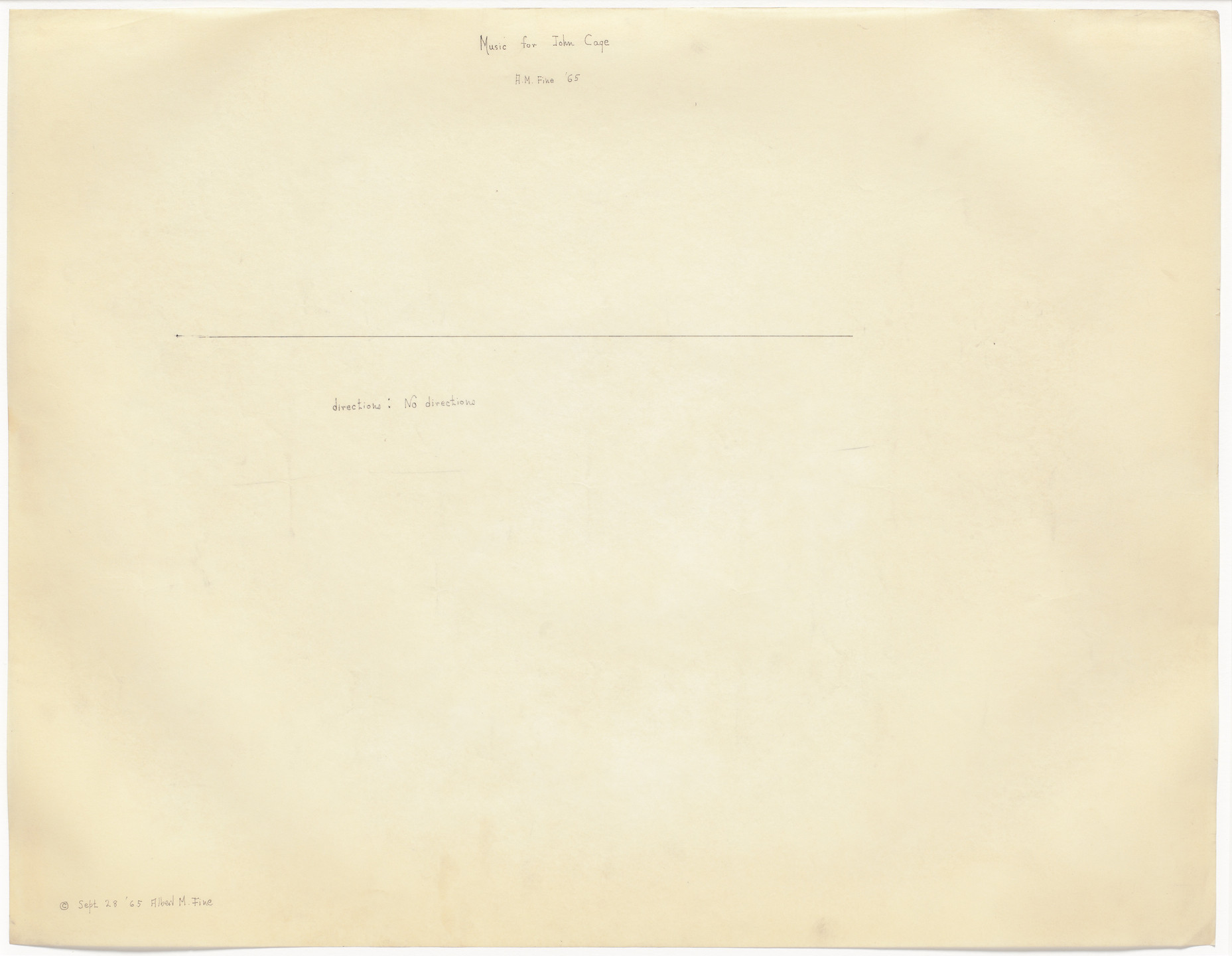 Albert M. Fine. Music for John Cage. 1965