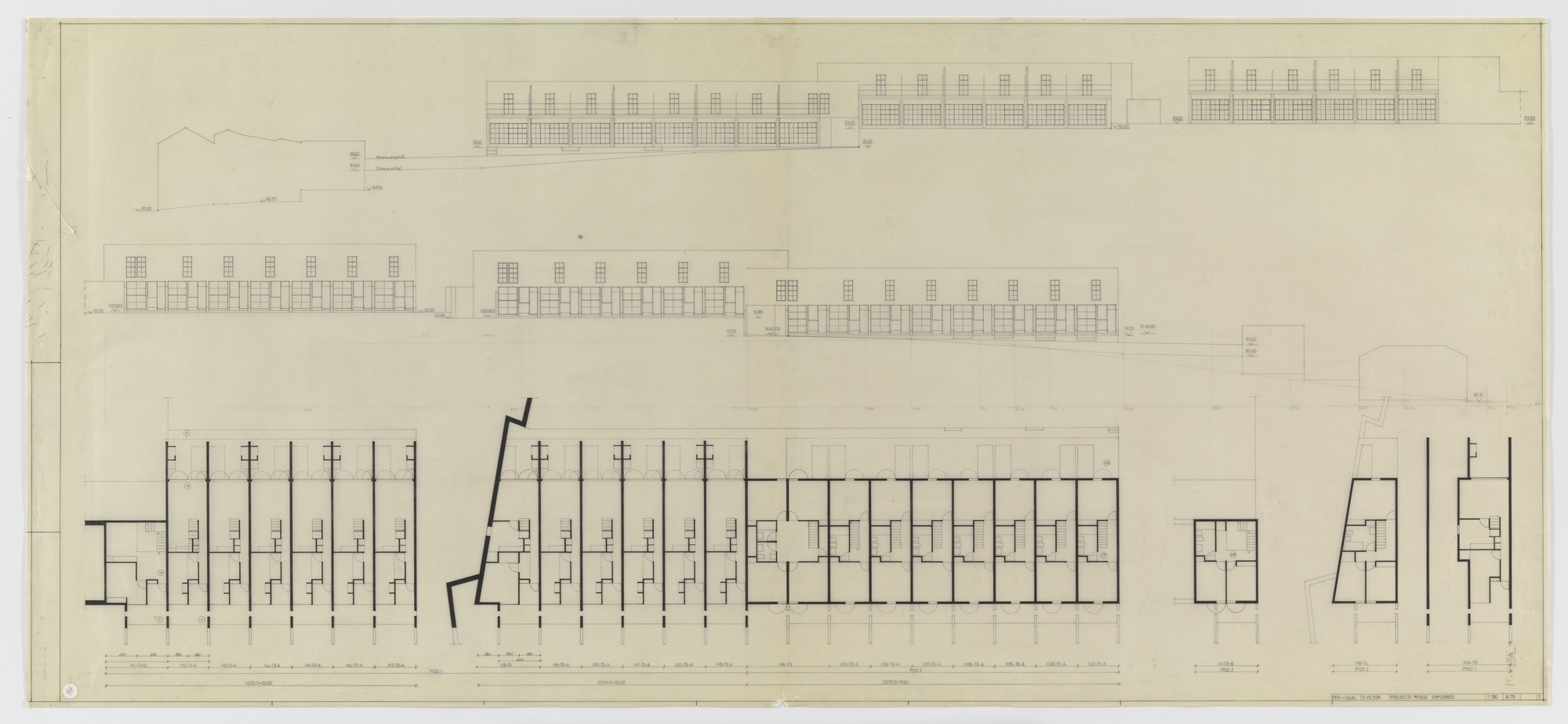 Álvaro Siza. SAAL S. Victor Social Housing, Porto, Portugal (Elevations and plans). 1974-1977
