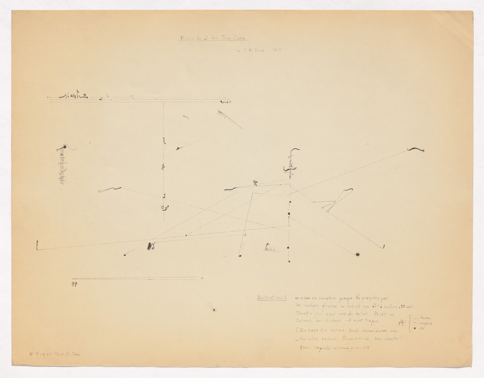 Albert M. Fine. Music No. 2 for John Cage. 1965