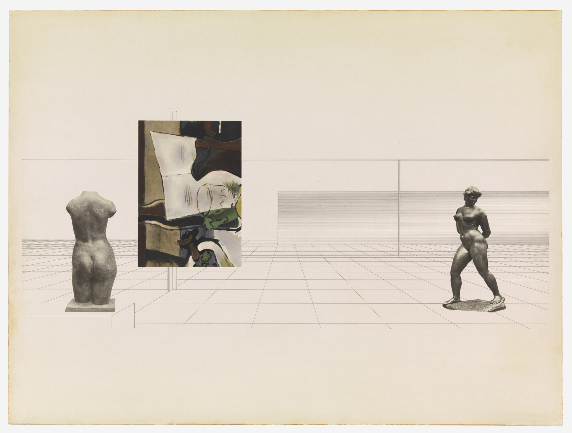 Ludwig Mies van der Rohe. Museum for a Small City project (Interior perspective). 1941-43