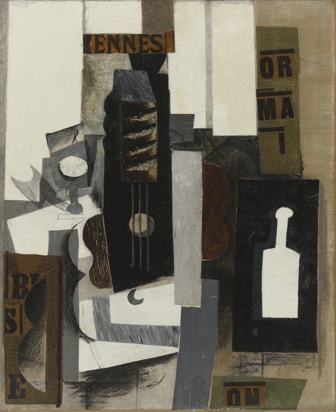 Pablo Picasso. Glass, Guitar, and Bottle. Paris, early 1913