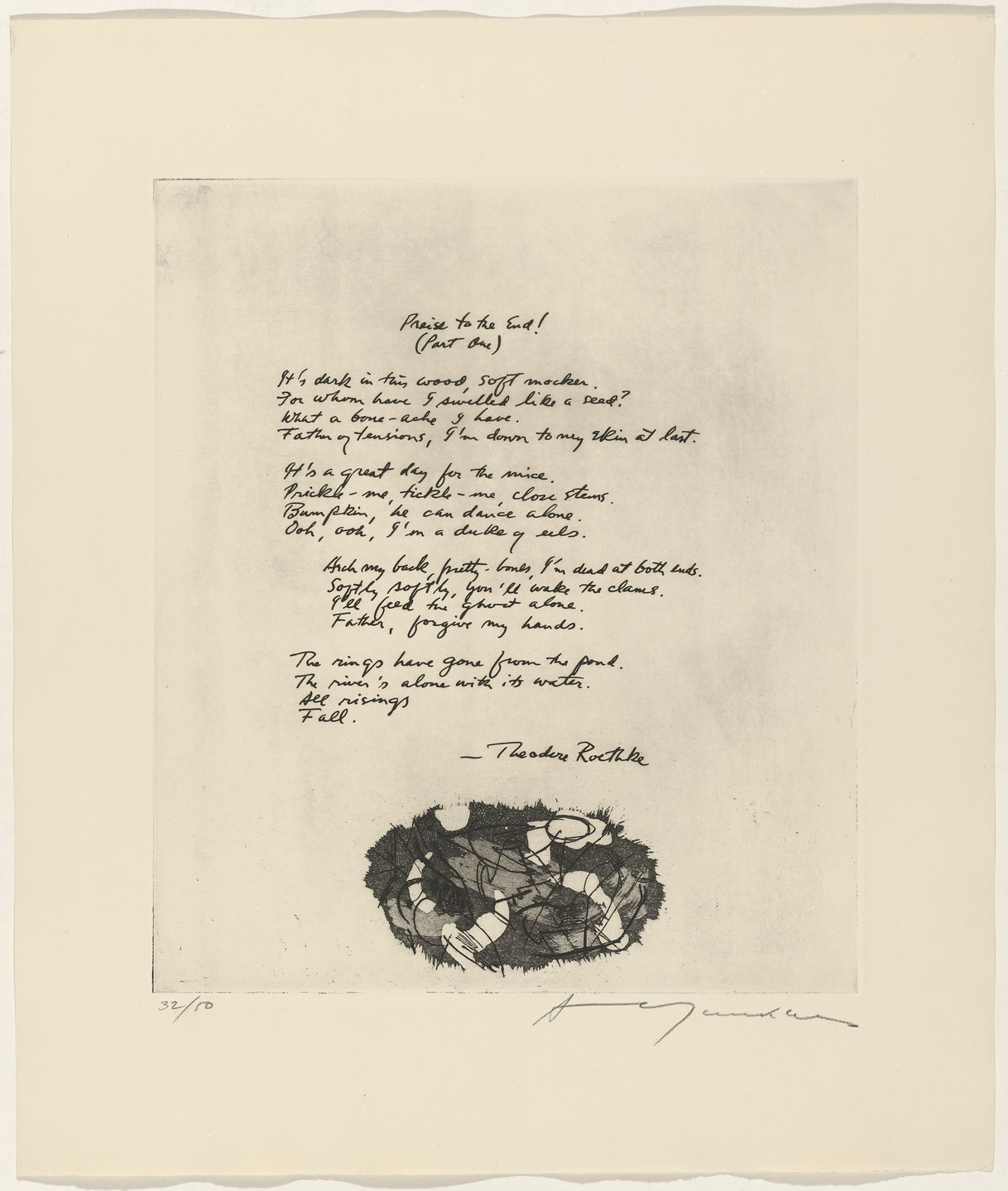 Adja Yunkers, Theodore Roethke. In-text plate (folio 24) from 21 Etchings and Poems. 1960