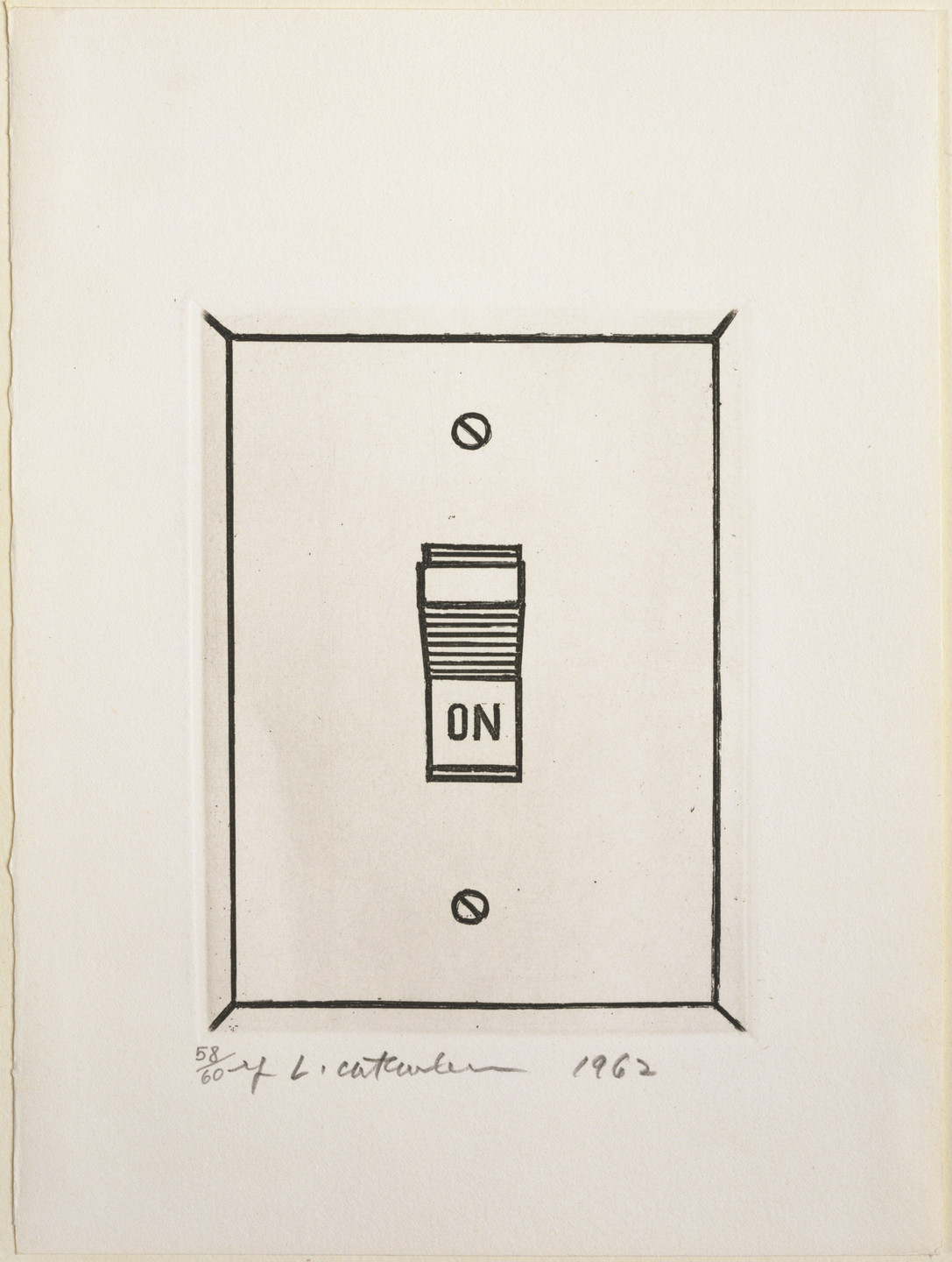 Roy Lichtenstein. On (plate 11) from The International Anthology of Contemporary Engraving: The International Avant-Garde, Volume 5: America Discovered (Anthologia internazionale dell&#39;incisione contemporanea: L&#39;Avanguardia internazionale: Volume 5: Scoperta dell&#39;America). 1962, published 1964