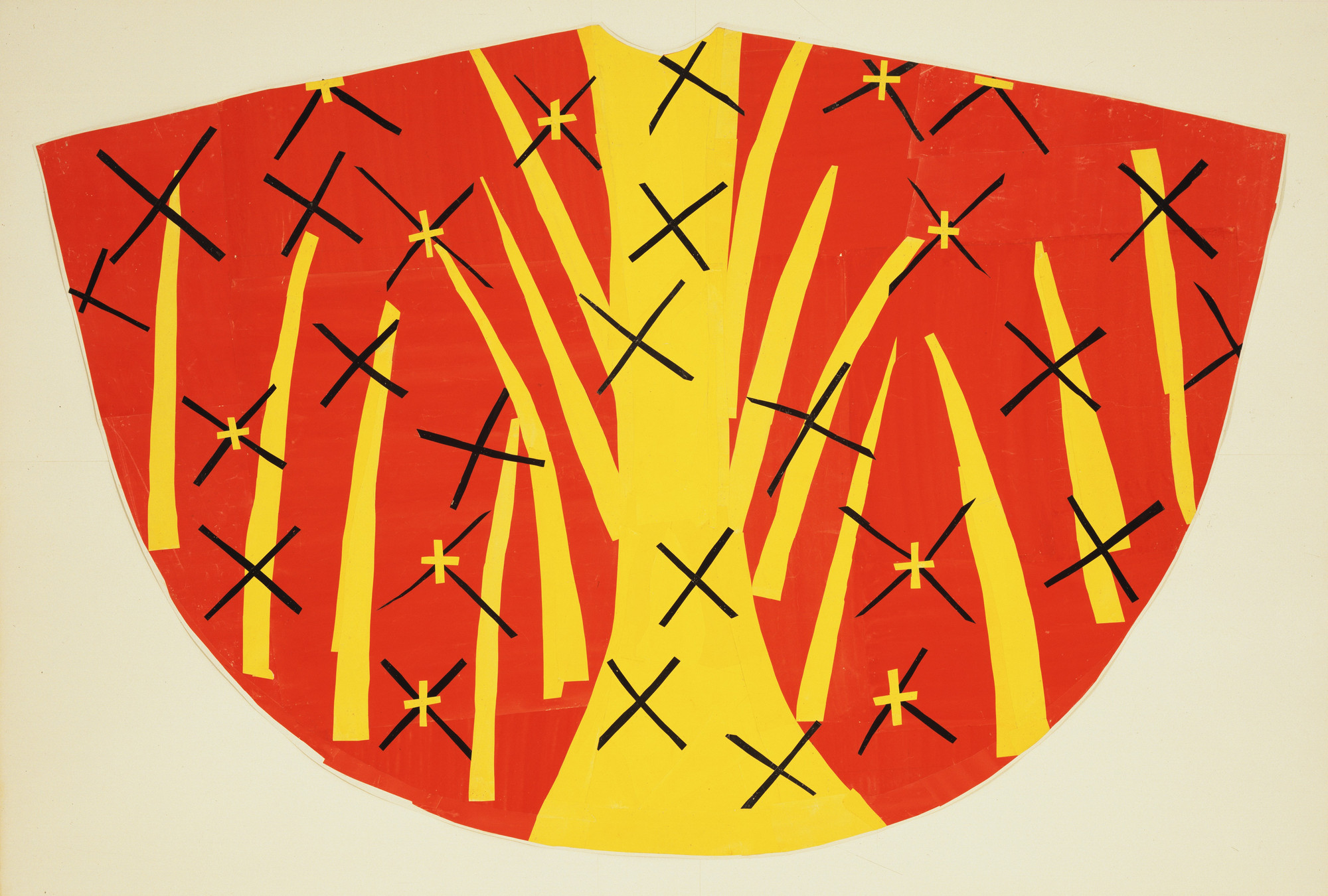 Henri Matisse. Maquette for red chasuble (front) from a set of red and yellow liturgical vestments designed for the Chapel of the Rosary of the Dominican Nuns of Vence. c. 1950