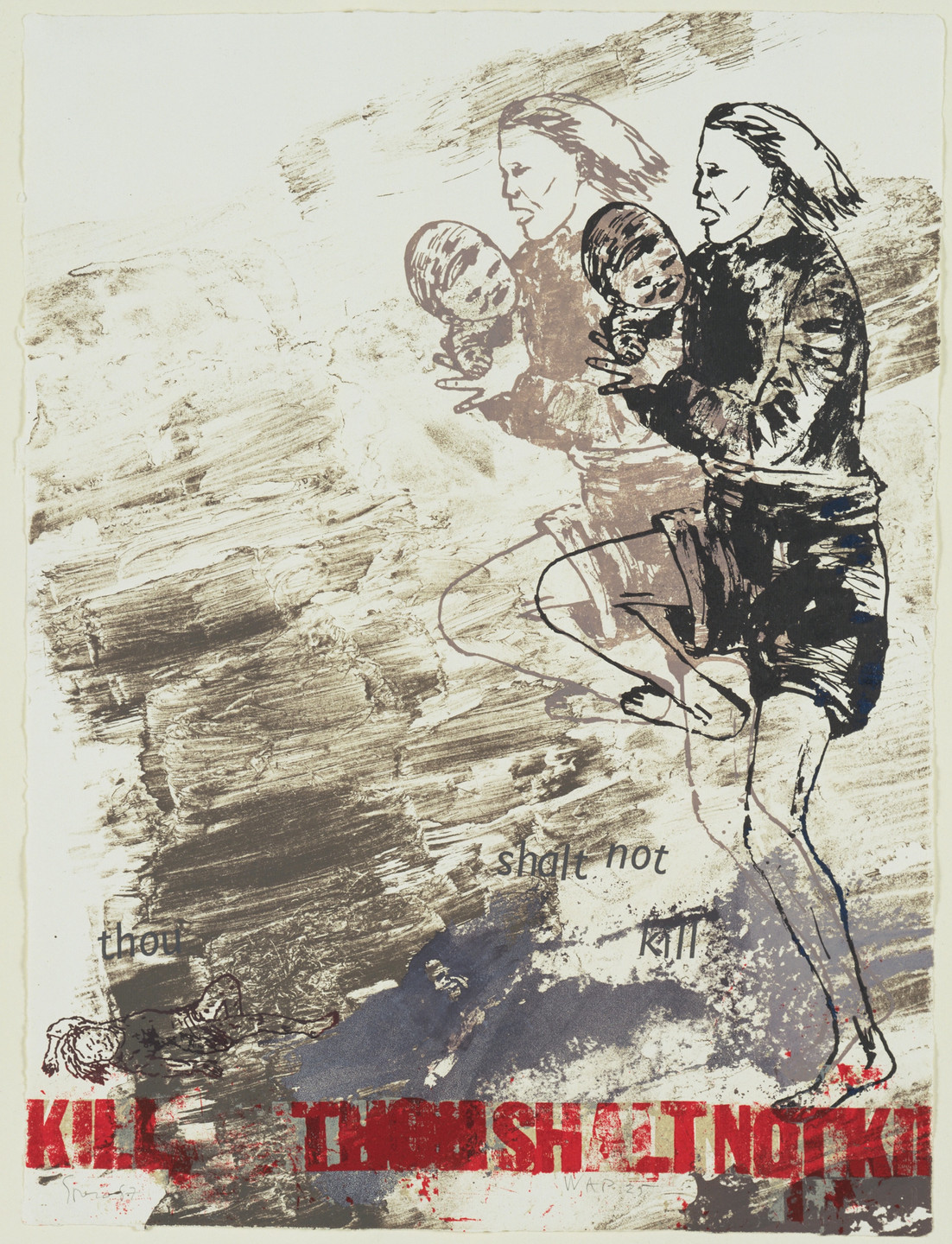 Nancy Spero. Thou Shalt Not Kill, plate VI from the portfolio The Ten Commandments. 1987