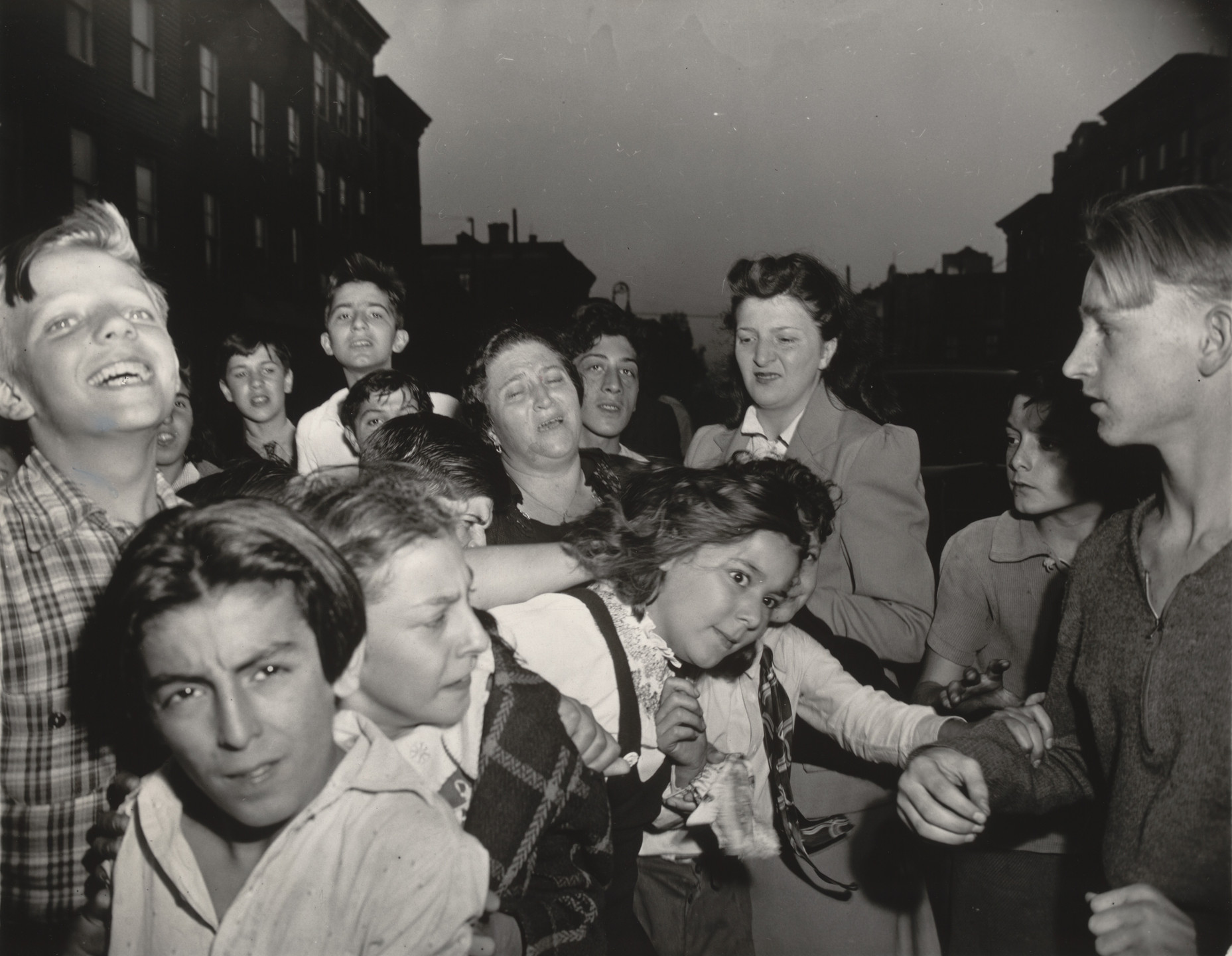 Weegee (Arthur Fellig). Brooklyn School Children See Gambler Murdered in Street. 1941