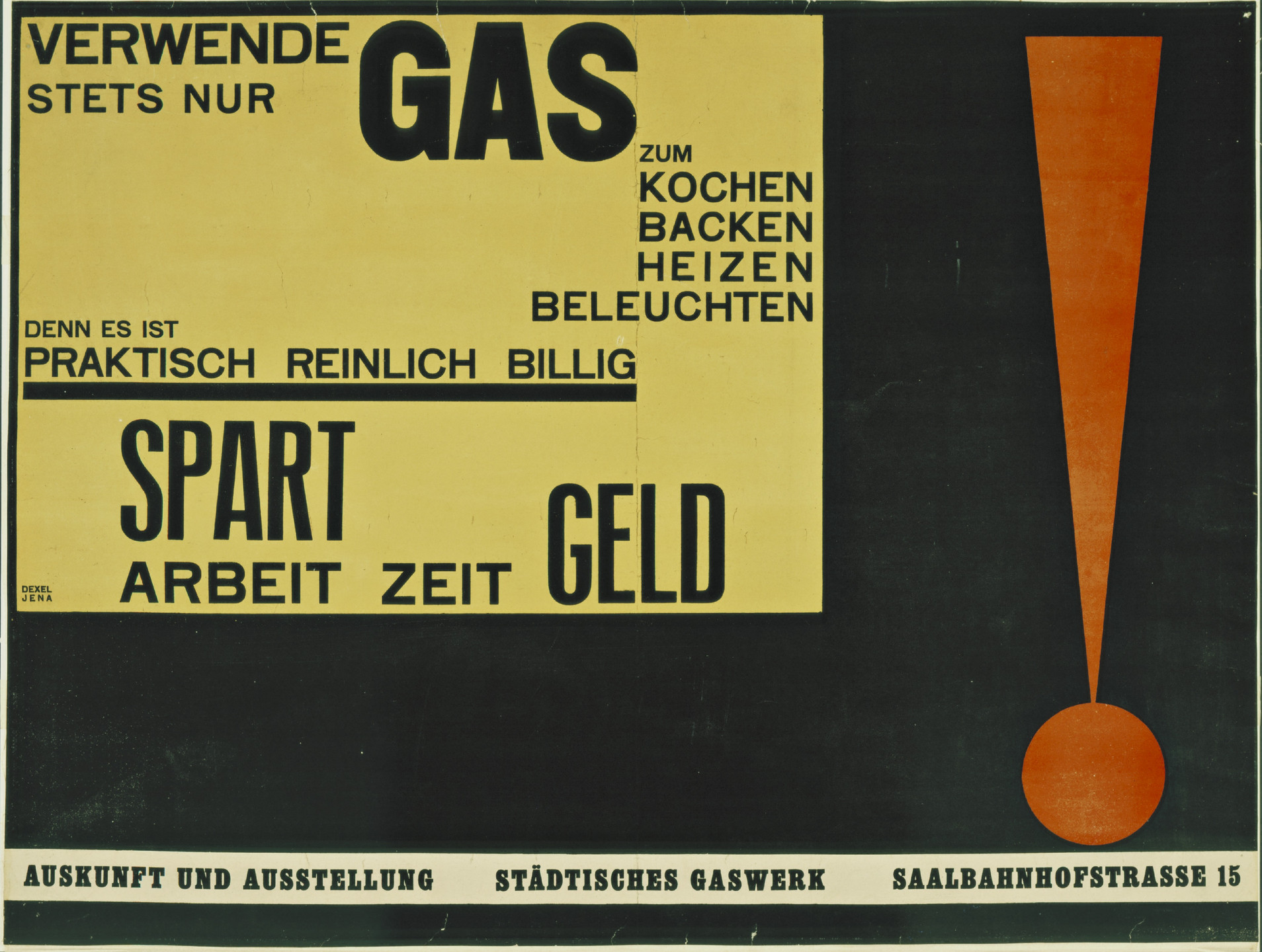Walter Dexel. Verwende Stets Nur Gas (Use Only Gas...Saves Work, Time, Money). 1924
