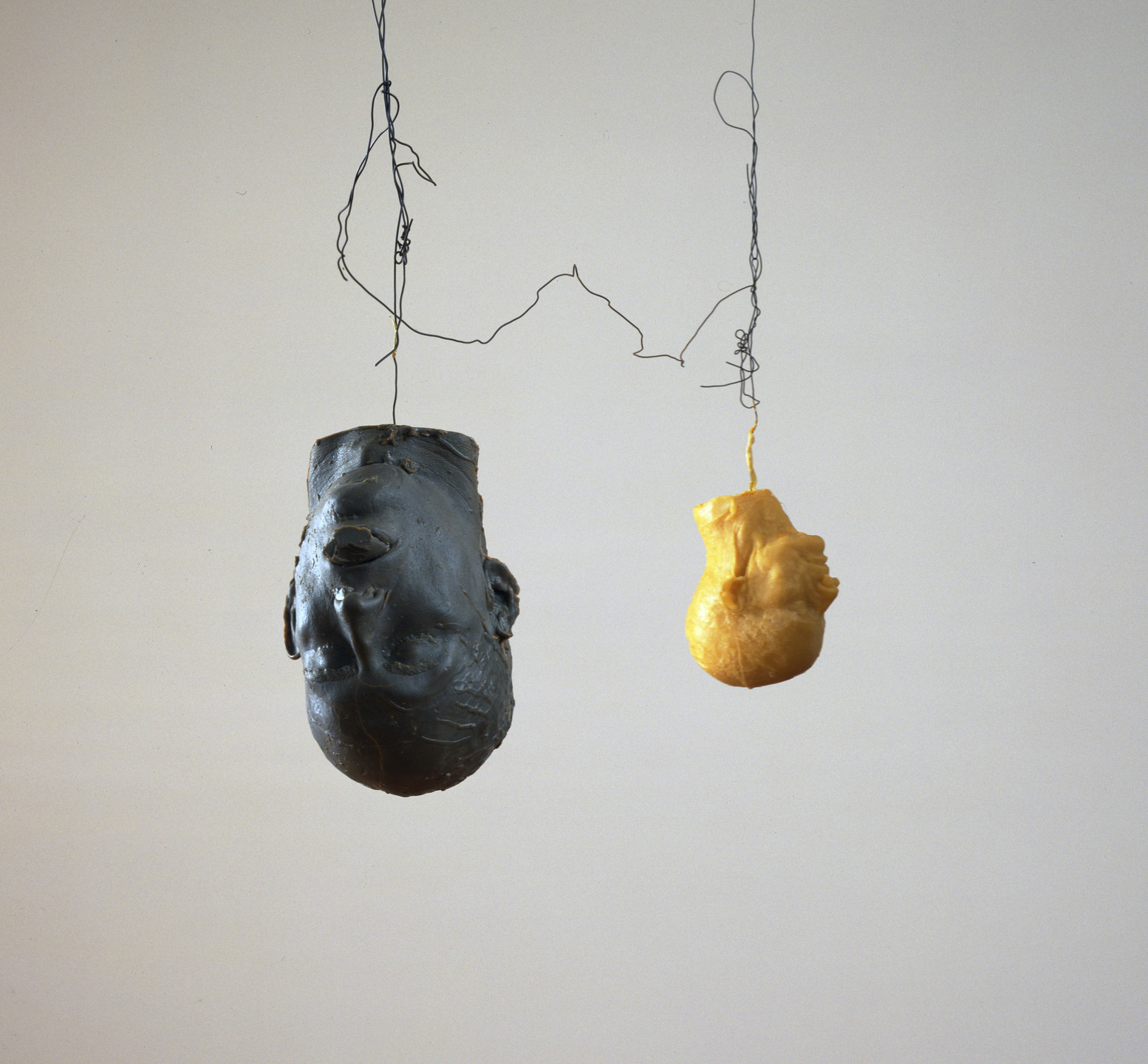 Bruce Nauman. Hanging Heads #2 (Blue Andrew with Plug/White Julie, Mouth Closed). 1989