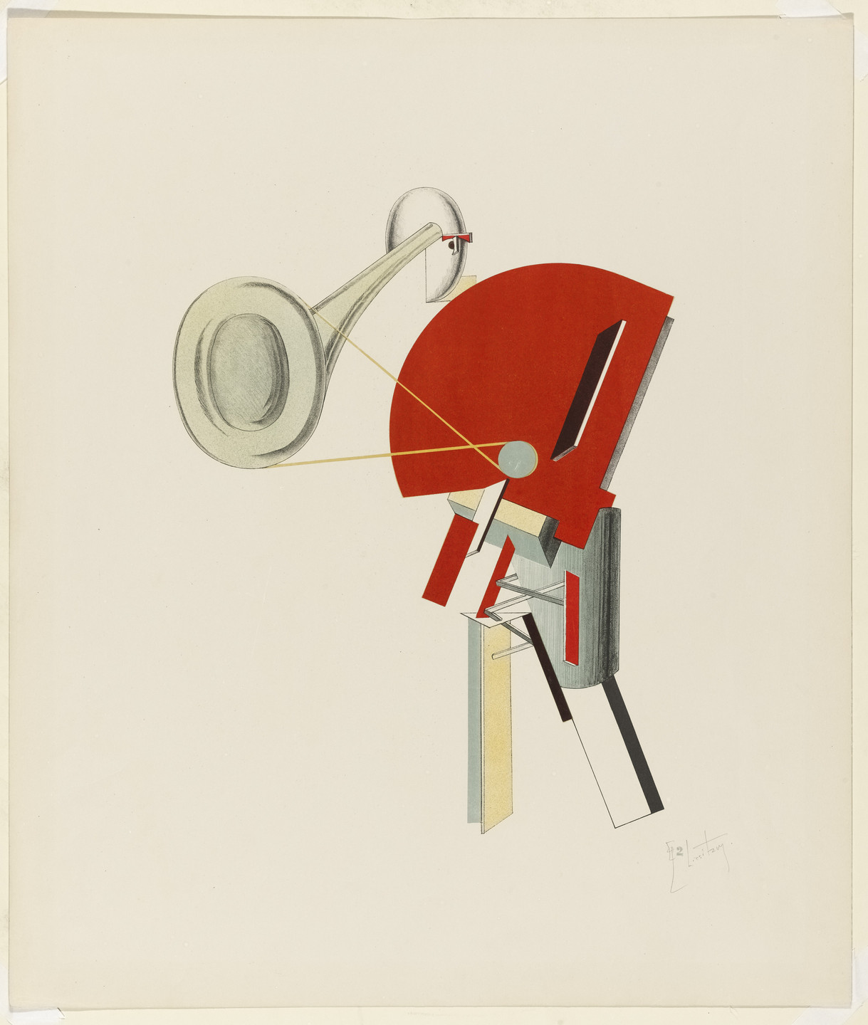 El Lissitzky. Announcer (Ansager) from Figurines: The Three-Dimensional Design of the Electro-Mechanical Show Victory over the Sun (Figurinen, die plastische Gestaltung der elektro-mechanischen Schau Sieg über die Sonne). 1920–21, published 1923