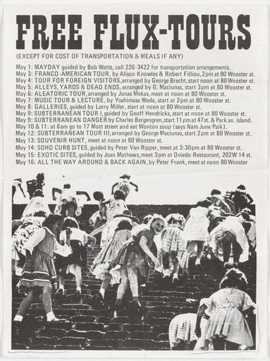 George Maciunas. Flyer for Free Flux Tours, May 1, 3-16, 1976. 1976