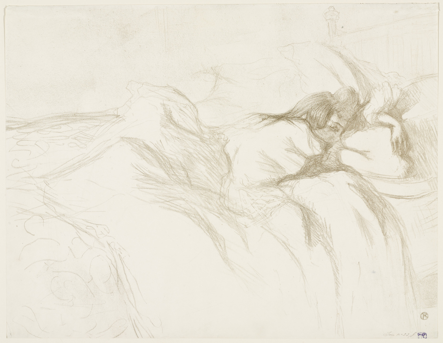 Henri de Toulouse-Lautrec. Woman Waking Up in Bed (Femme Couchée, Réveil) from Elles. 1896