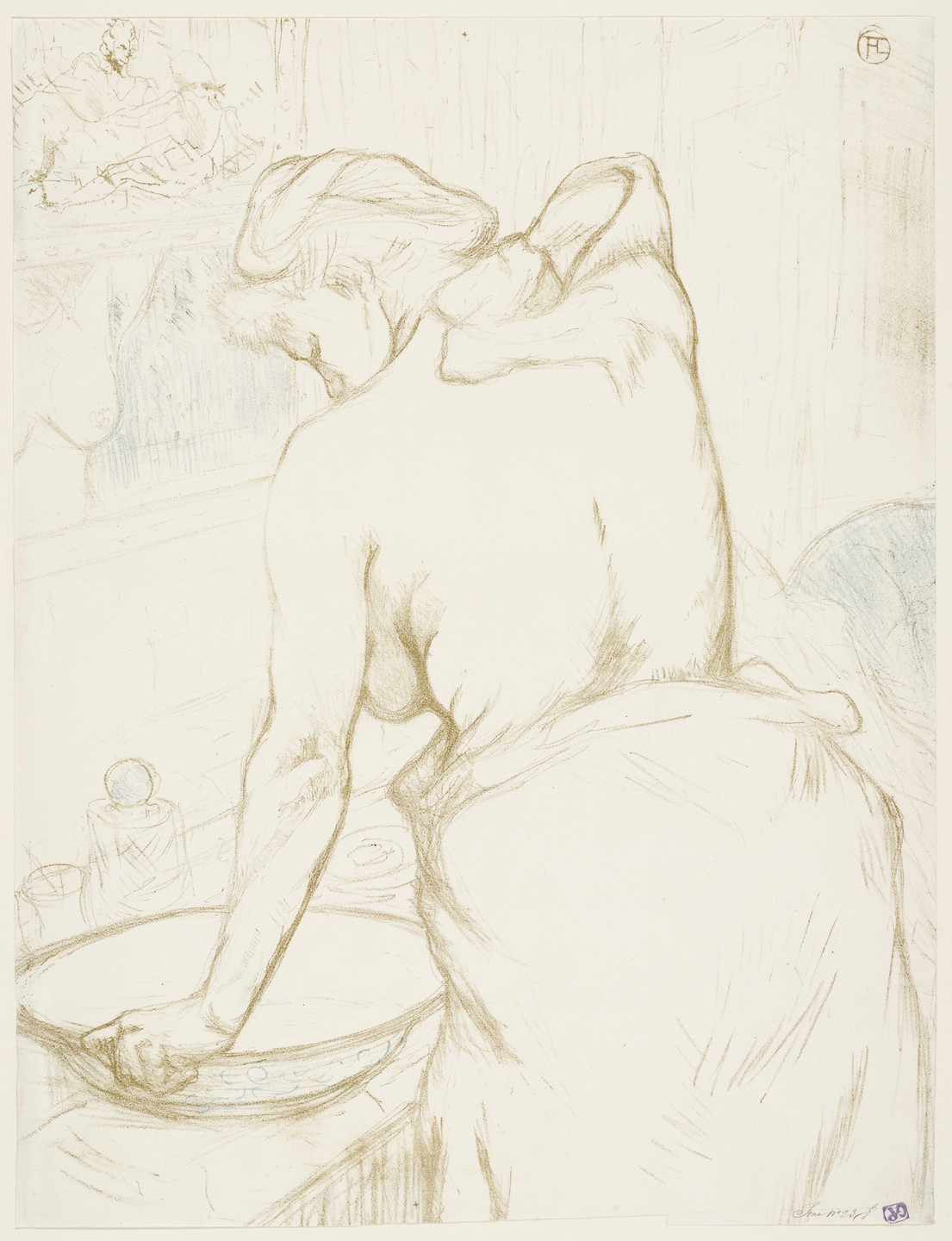 Henri de Toulouse-Lautrec. Woman at her Toilette, Washing Herself (Femme qui se lave, La toilette) from Elles. 1896