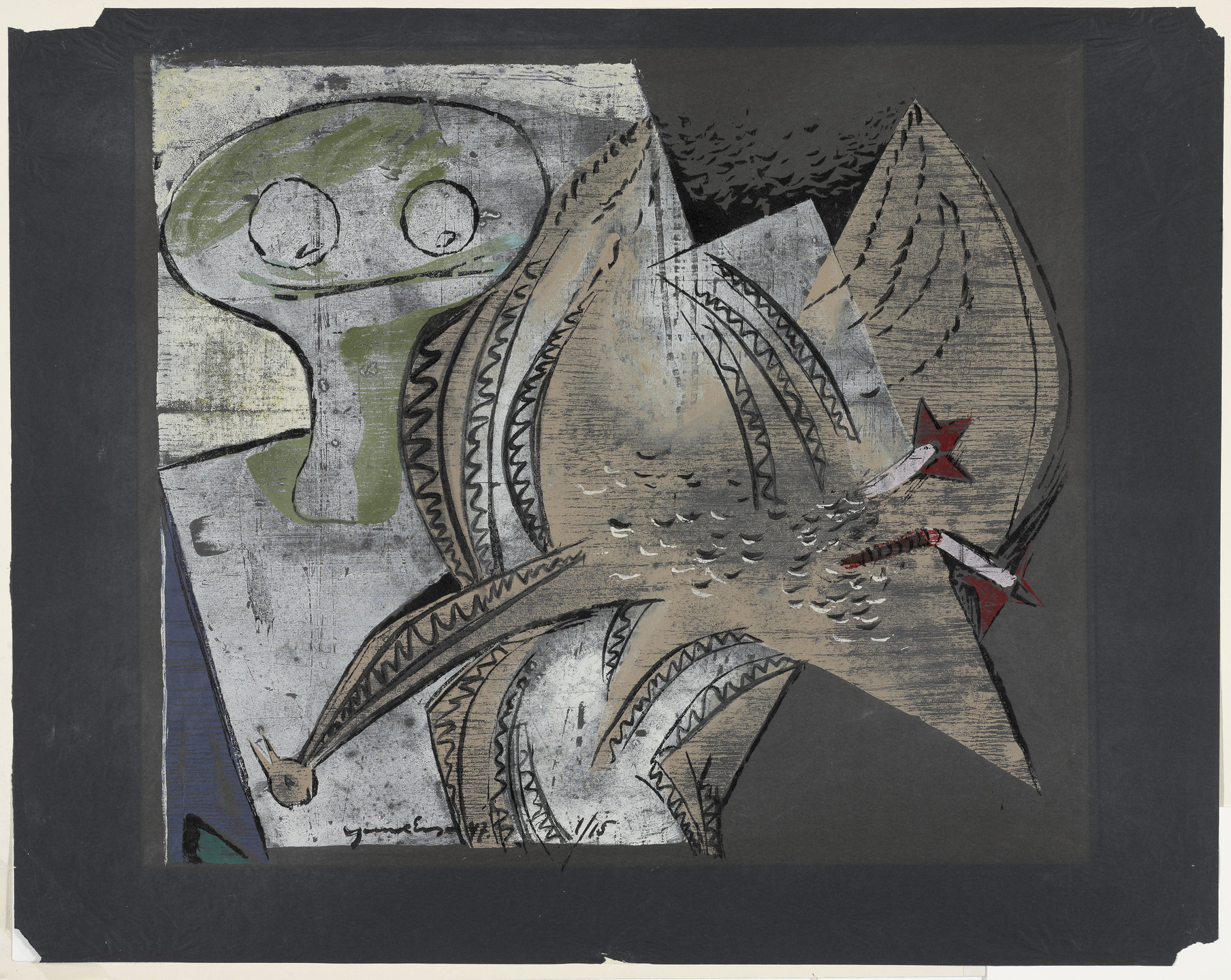 Adja Yunkers. Dead Bird. 1947