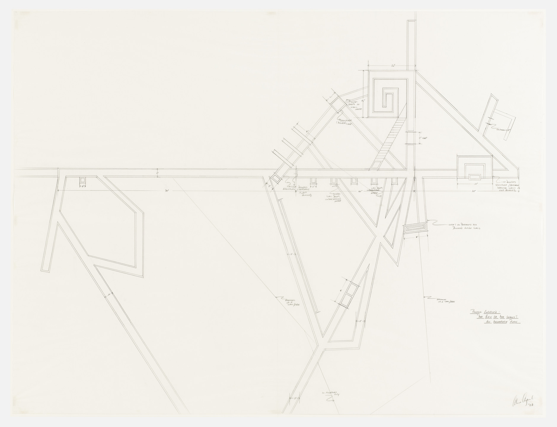 Alice Aycock. Study (Incomplete Plan) for Project Entitled &#34;The City of the Walls&#34;. 1978