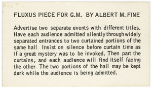 Fluxus Piece for G.M. from Flux Year Box 2