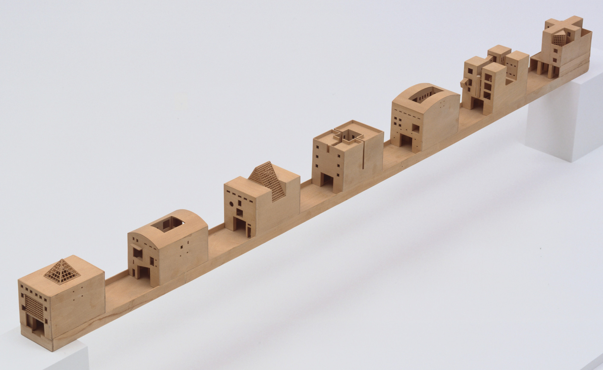 Steven Holl Architects, Steven Holl, Mark Janson, Joseph Fenton, Suzanne Powadiuk, James Rosen. Bridge of Houses Project, Melbourne, Australia (Scale model 1/16&#34; = 1&#39;0&#34;). 1979–1982