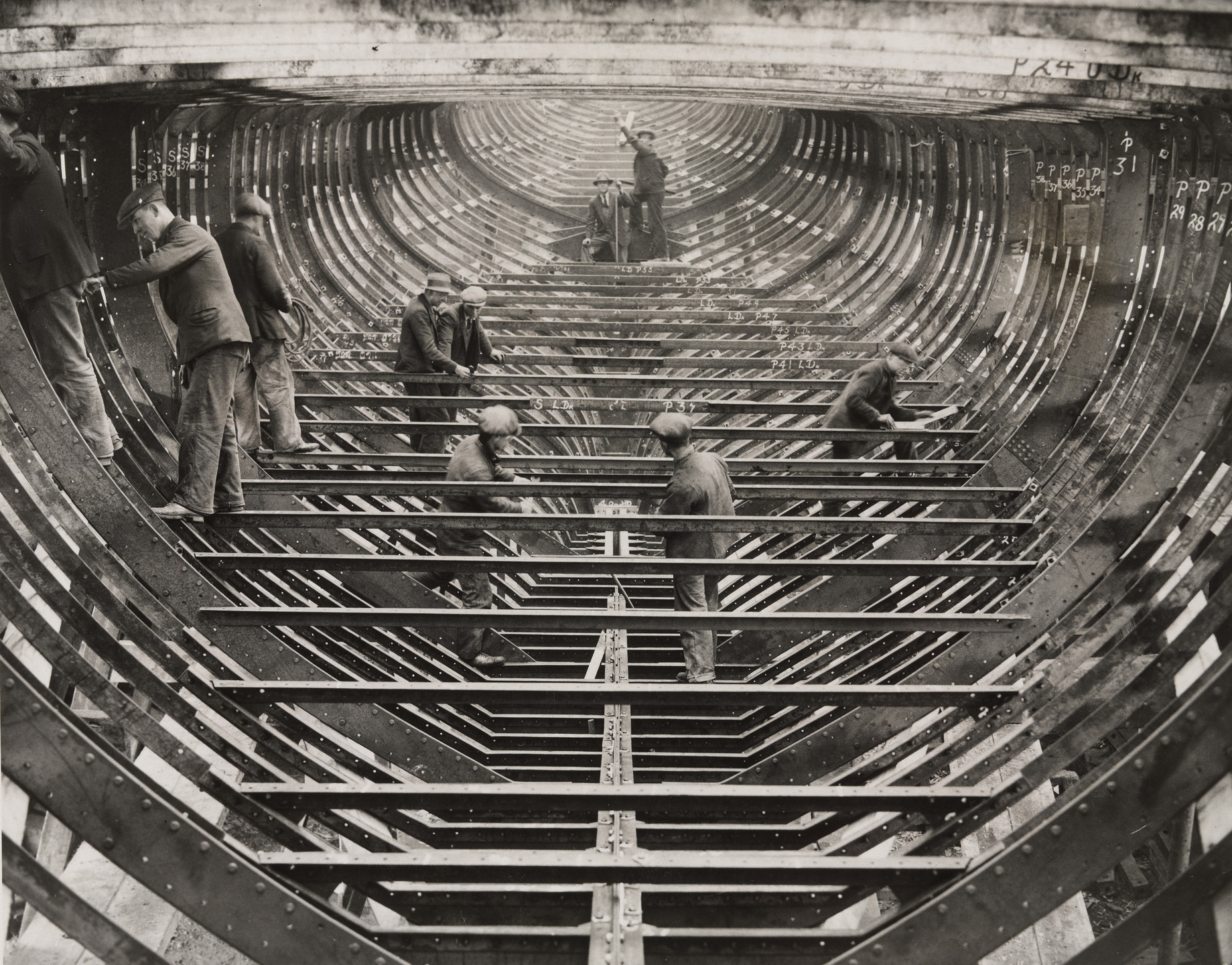 Times Wide World Photos. &#34;The Hull that Carries the Hopes of British Yachtsmen&#34;. 1934