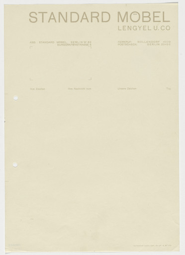 Herbert Bayer. Standard Möbel letterhead. 1930s