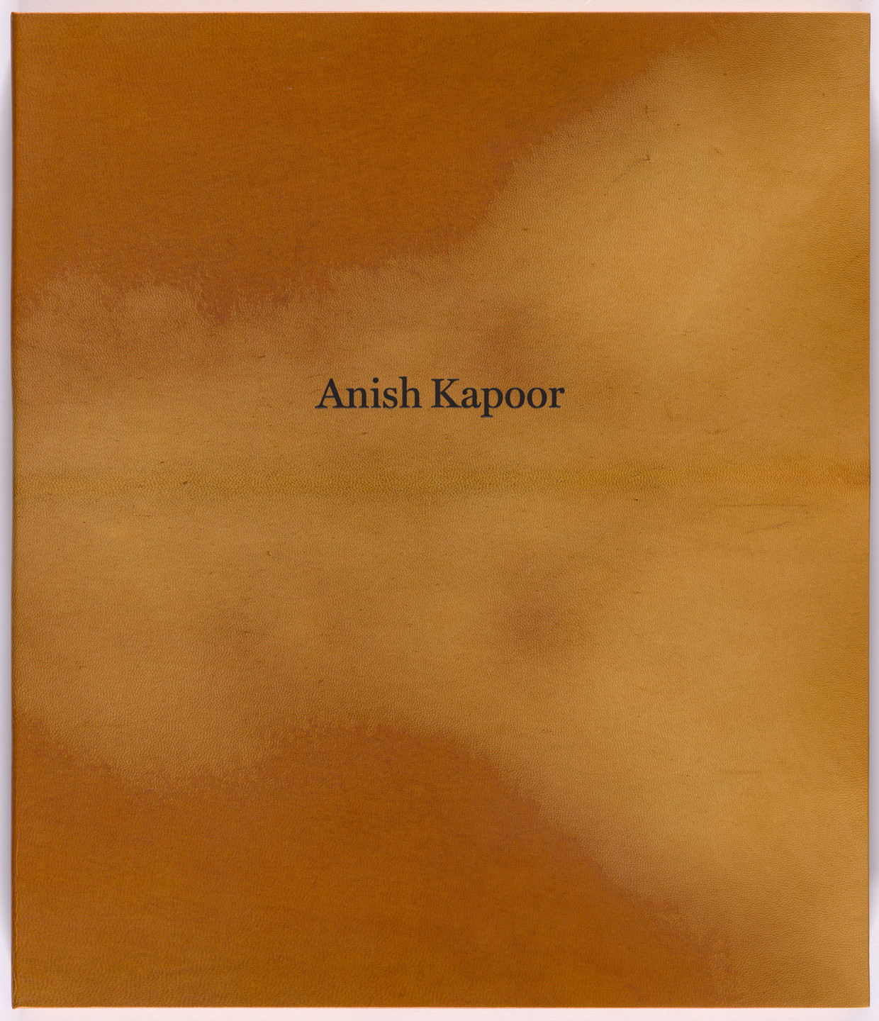 An orange-brown image with the words &#34;Anish Kapoor&#34; printed in black in the center. The background has a gradient effect with varying shades of orange and brown blending together. This is an AI generated description. To give feedback, email ai@moma.org.